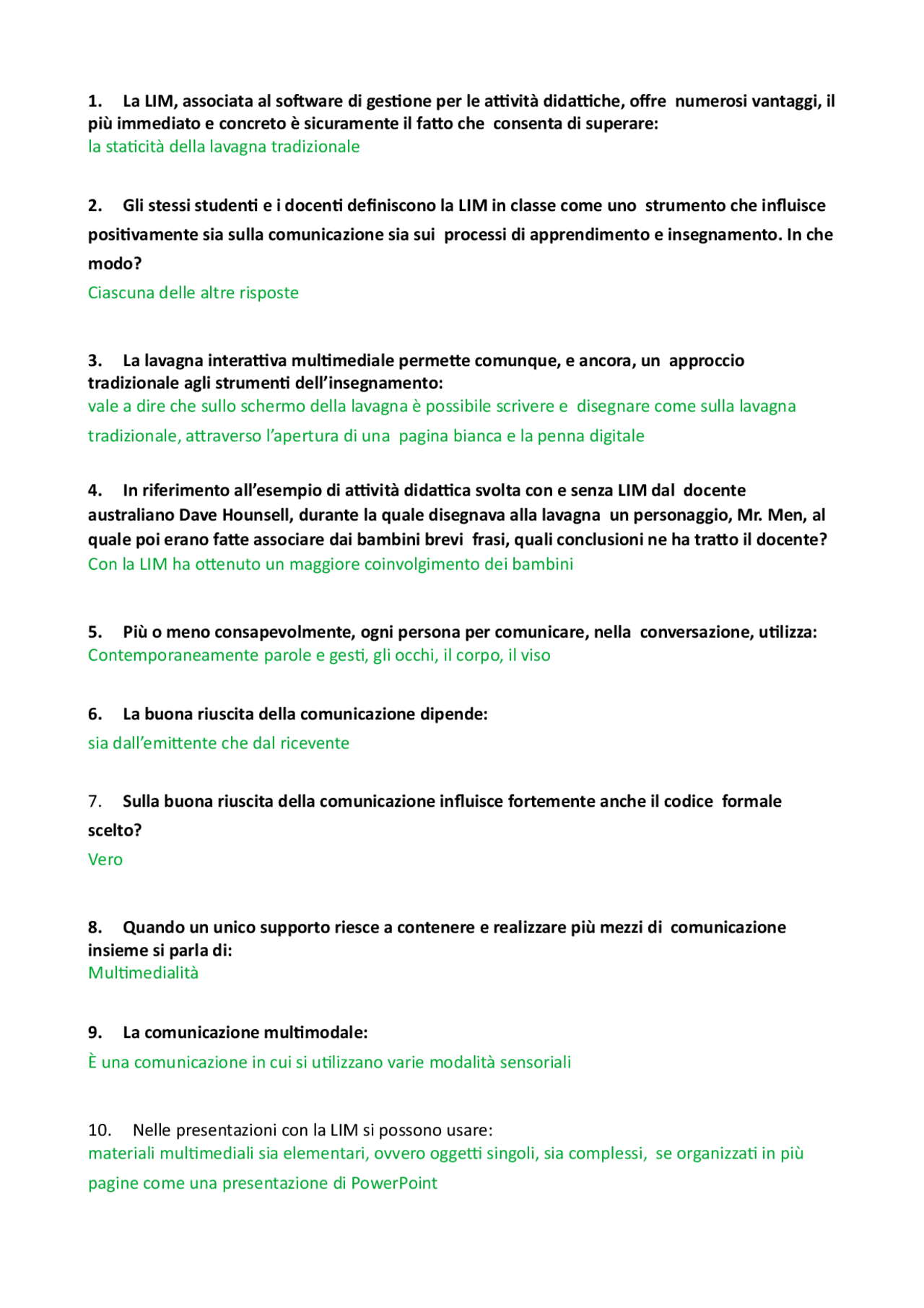 Domande e risposte mod. 2 eipass utilizzo della LIM | Esercizi di