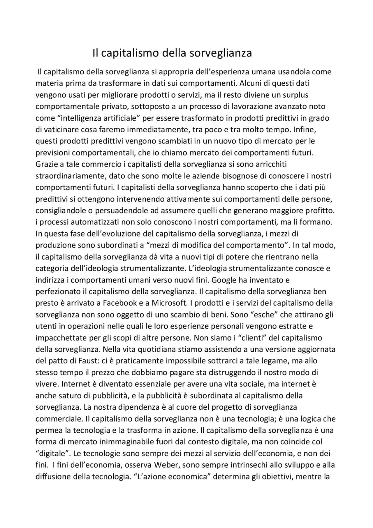 Il capitalismo della sorveglianza Sintesi del corso di Storia Delle Dottrine Politiche Docsity Il capitalismo della sorveglianza Sintesi del corso di Storia Delle Dottrine Politiche Docsity