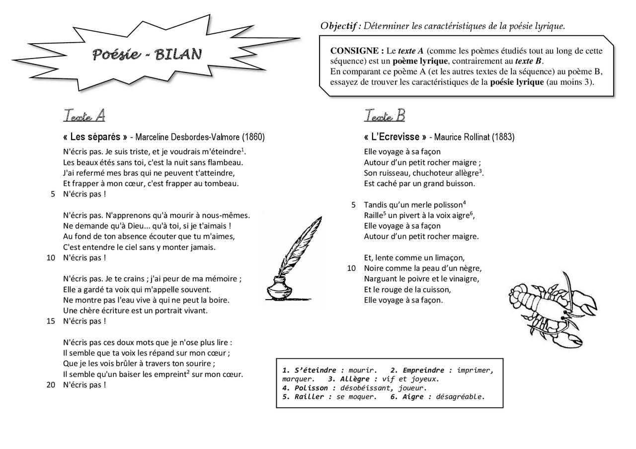 Desbordes-Valmore, Les séparés: analyse - Docsity