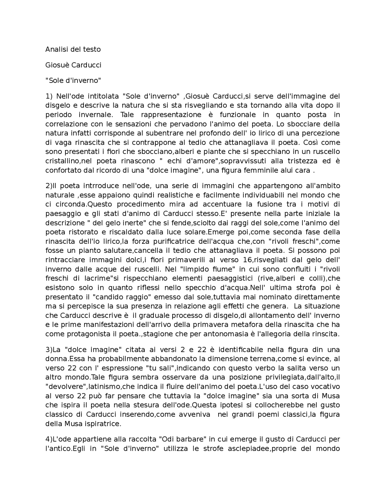 Analisi del testo Giosuè Carducci Esercizi di Italiano Docsity Analisi del testo Giosuè Carducci Esercizi di Italiano Docsity