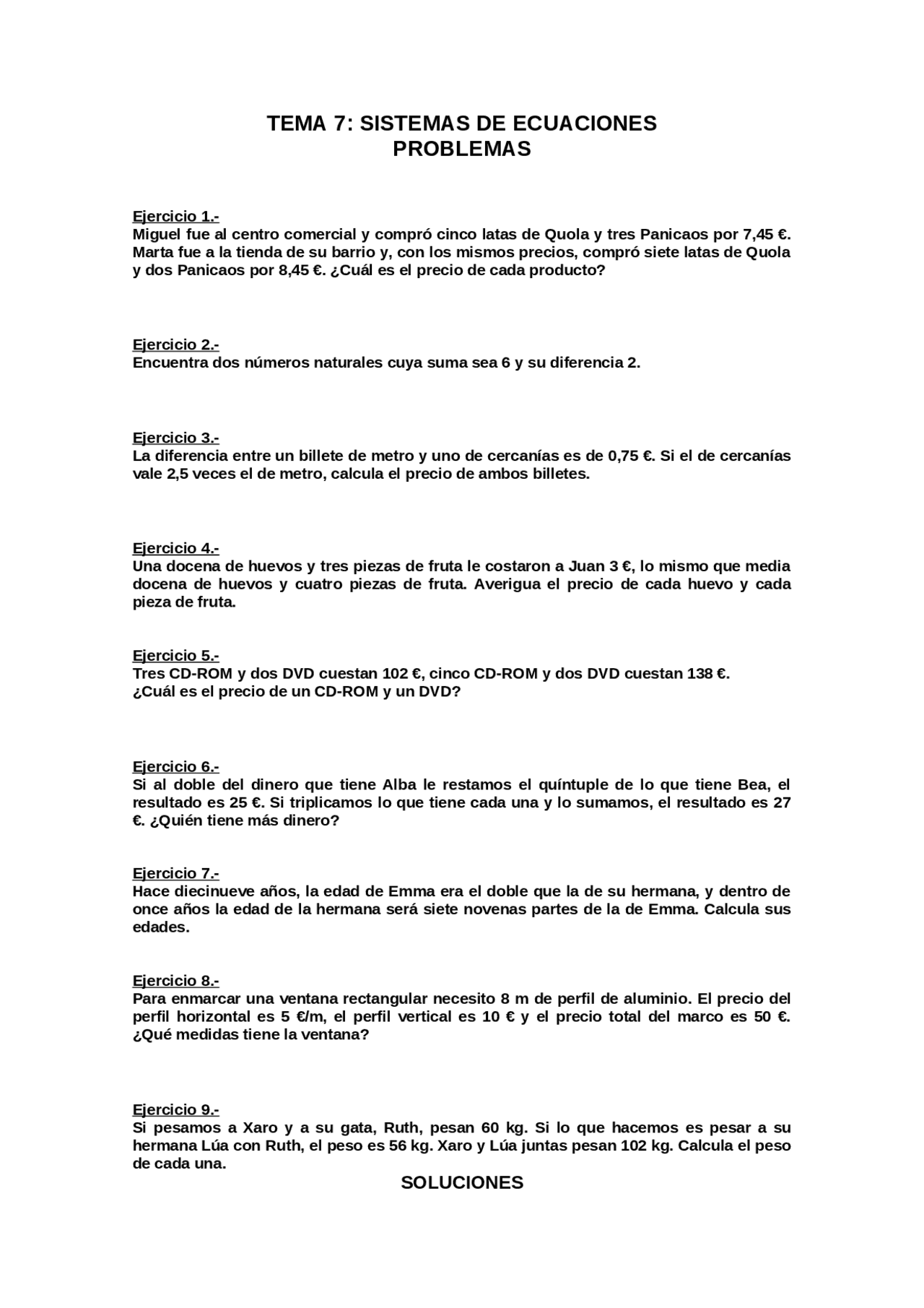 El Doble De La Diferencia De Dos Números Ecuaciones y sistemas de ecuaciones - Docsity