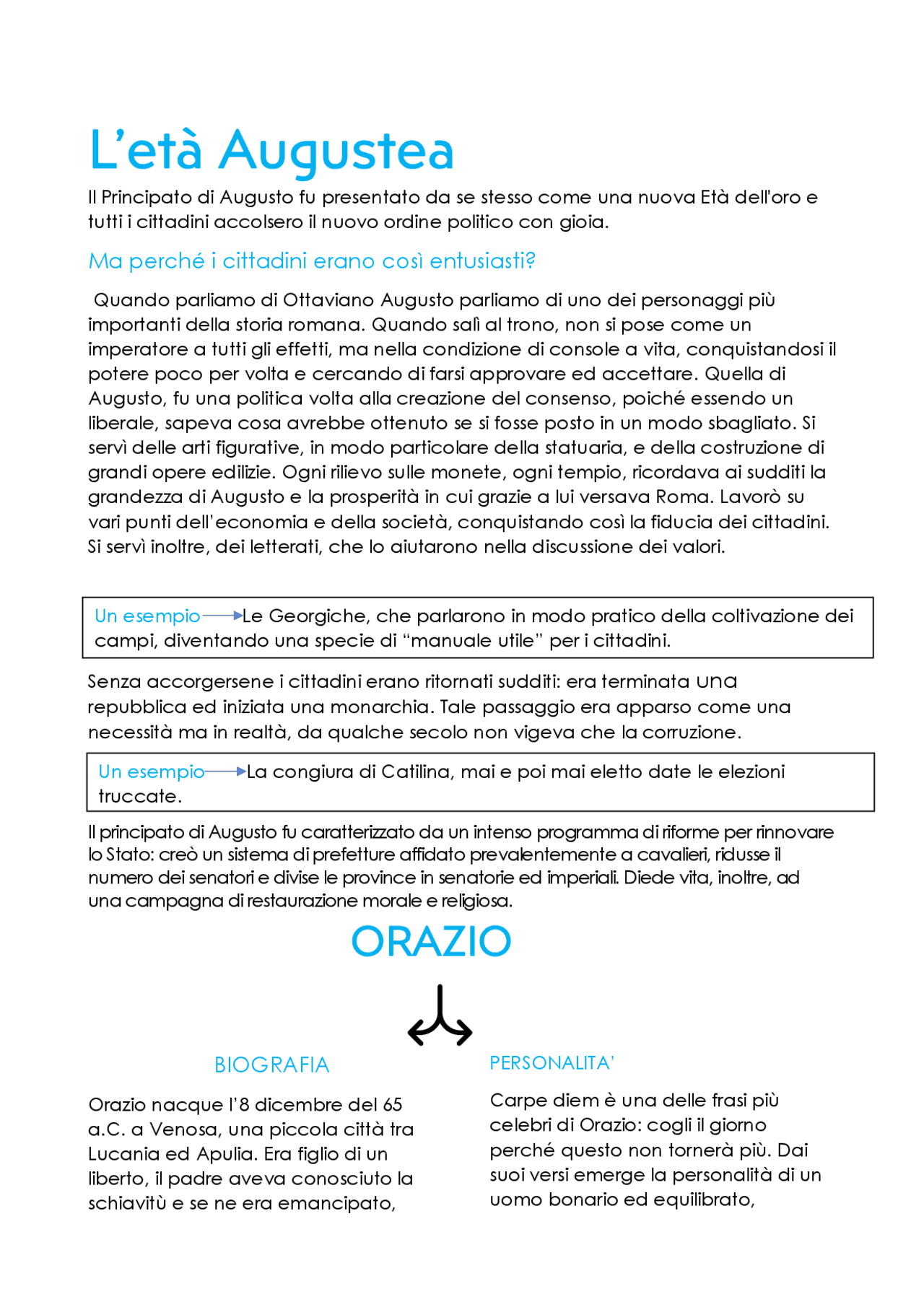 Età Augustea, Orazio, Virgilio - Docsity