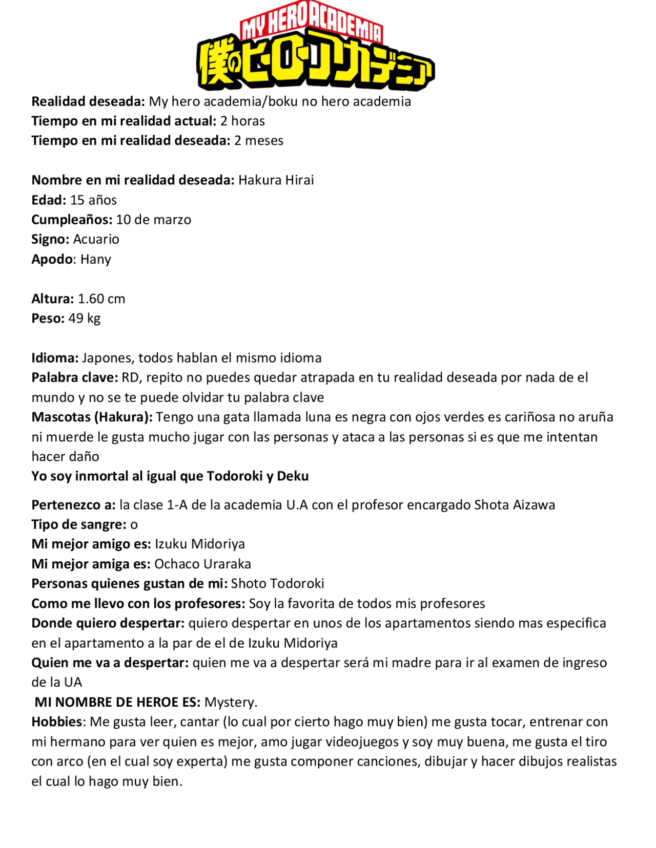 Guion de RD BNHA Ejemplo xD | Apuntes de Literatura | Docsity