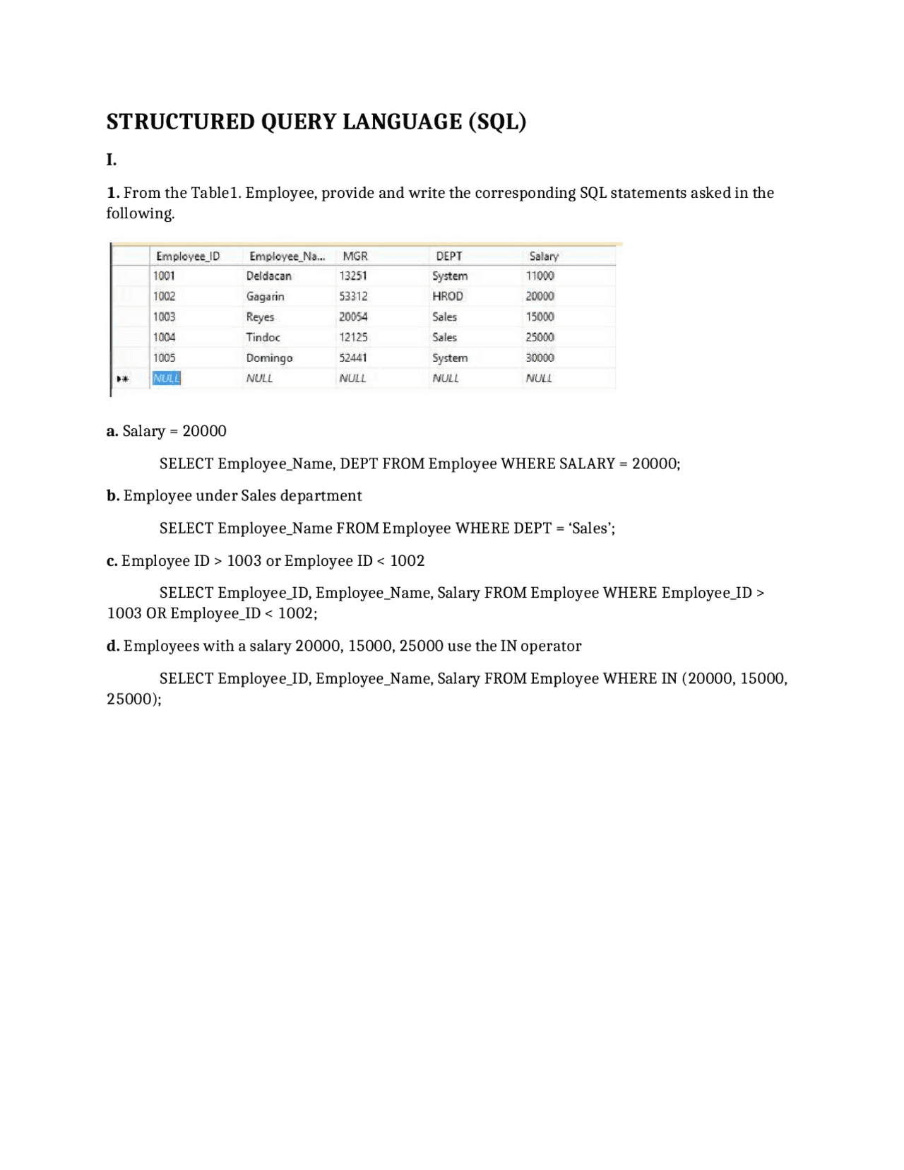 Structured Query Language (SQL) - Transact Queries (DQL,DDL,DML,DCL ...