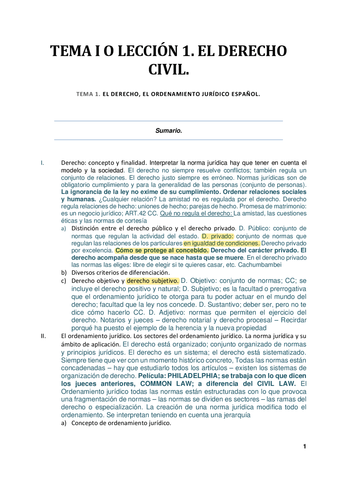Unidades 1, 2 y 3 de derecho Civil I - Docsity