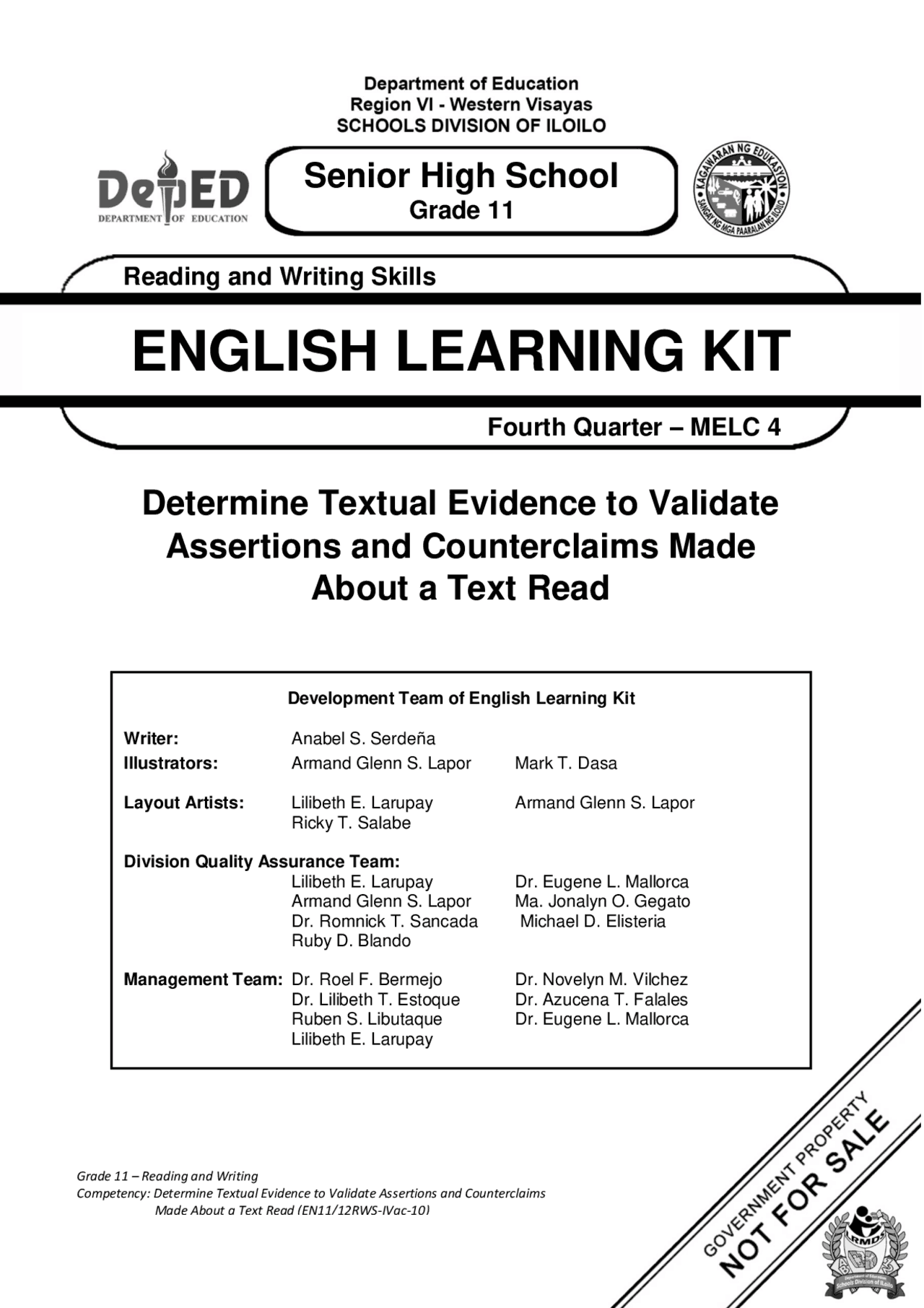 Reading and writing Quarter 4 | Lecture notes English | Docsity