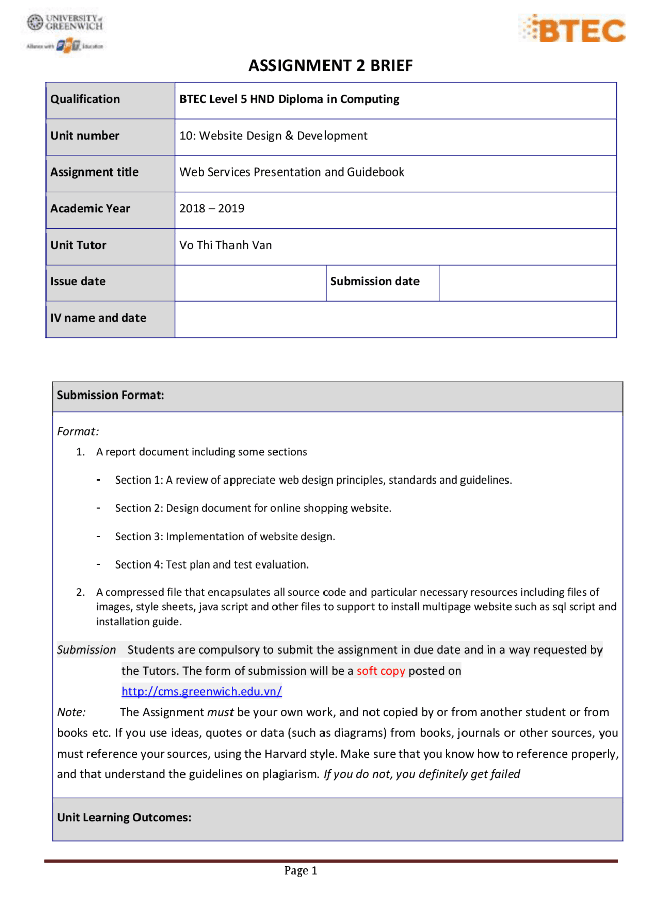 Unit 10 Web Design and Development Assignment | Assignments Web Design ...