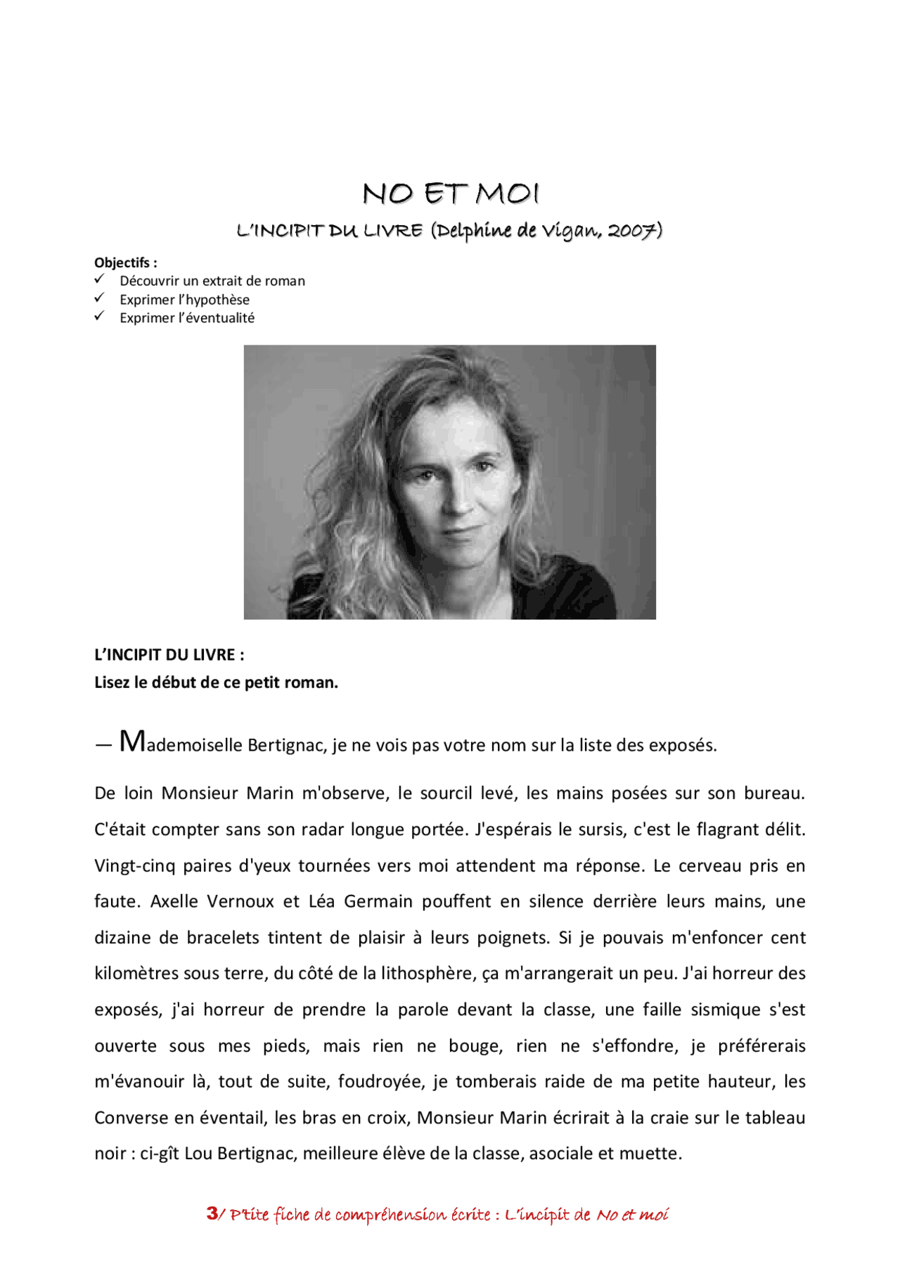 No Et Moi Questionnaire De Lecture Avec Réponse No et moi - questionnaire de lecture avec réponse | Exercices