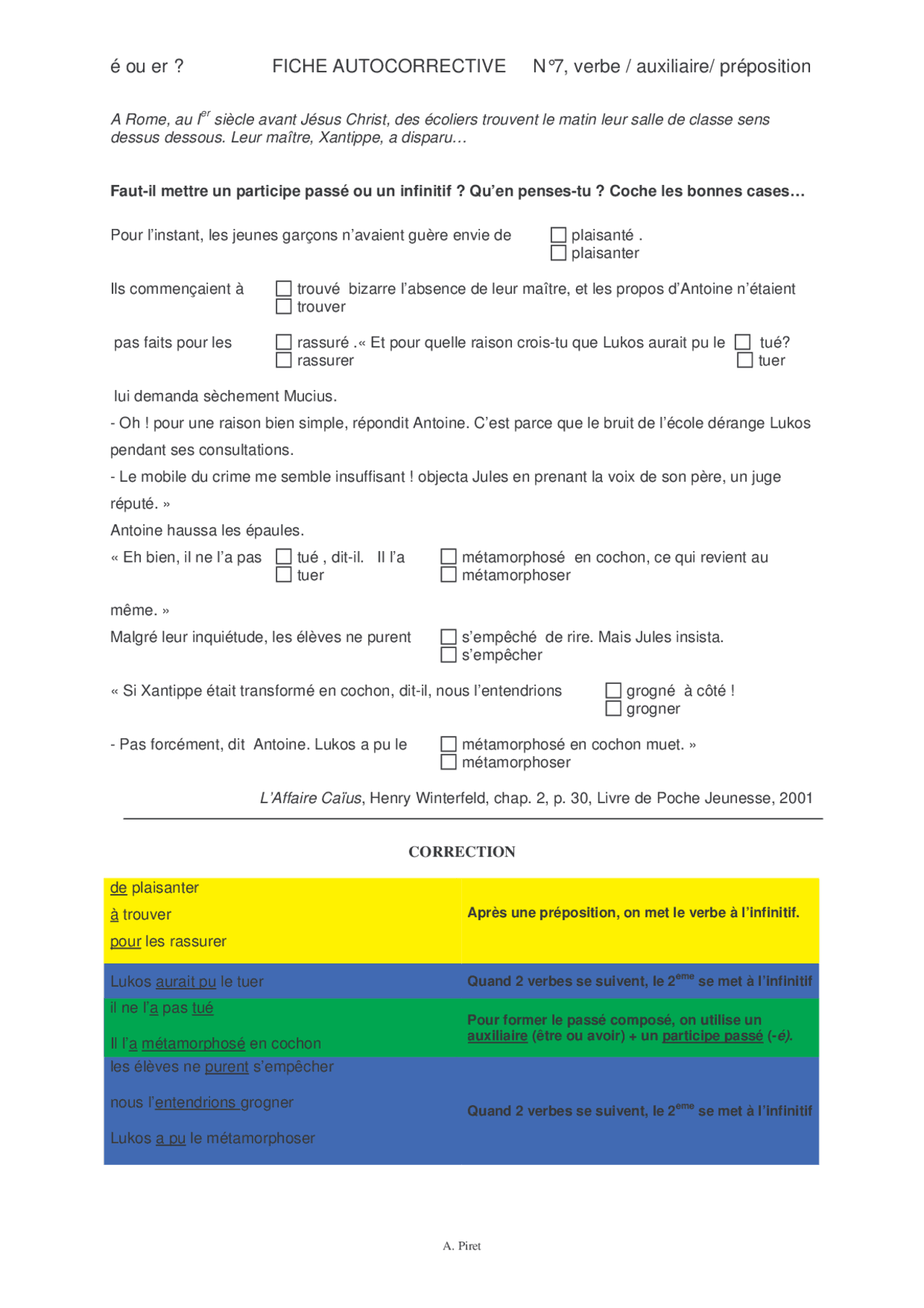L'affaire Caïus questionnaire corrigé Exercices Littérature Docsity L'affaire Caïus questionnaire corrigé Exercices Littérature Docsity
