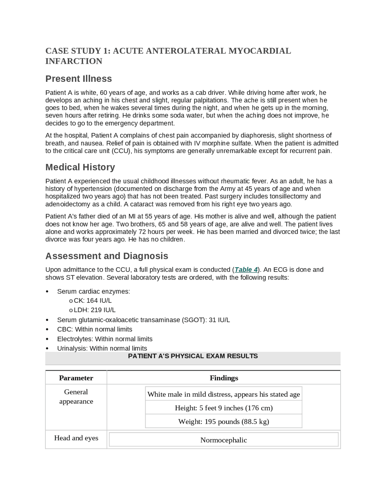 Cardiovascular System case study - Docsity