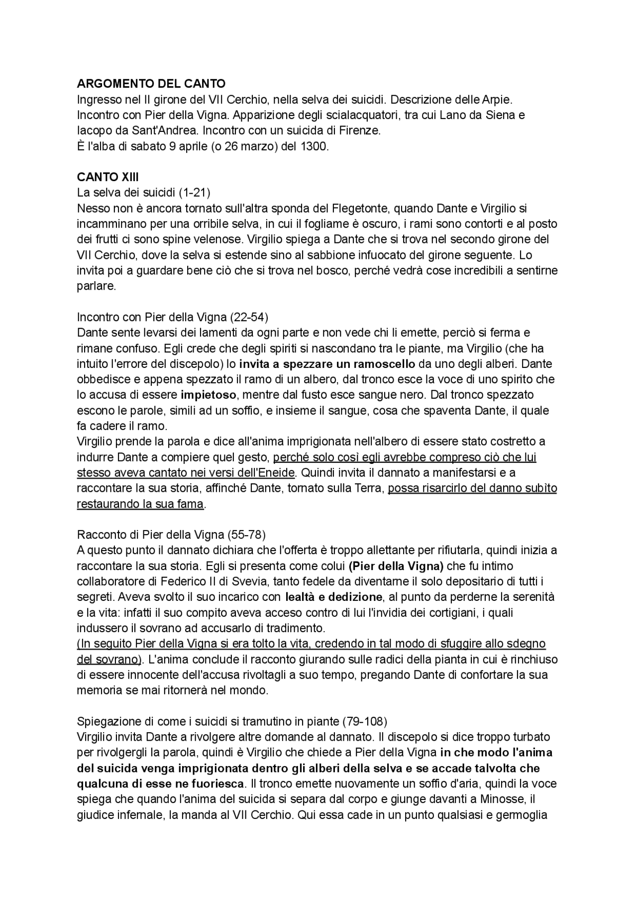 Canto tredicesimo inferno Docsity