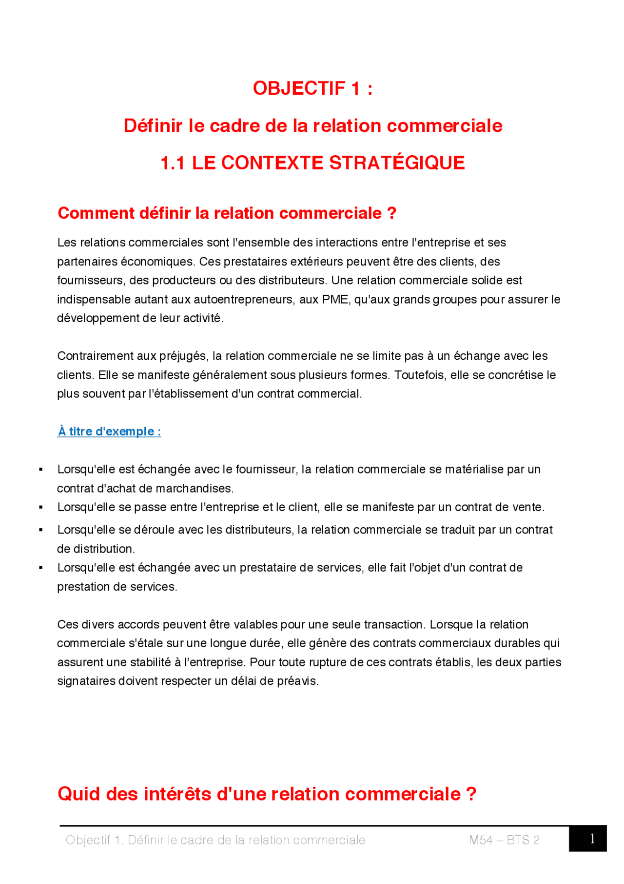 INTRODUCTION RELATION COMMERCIALE - Docsity