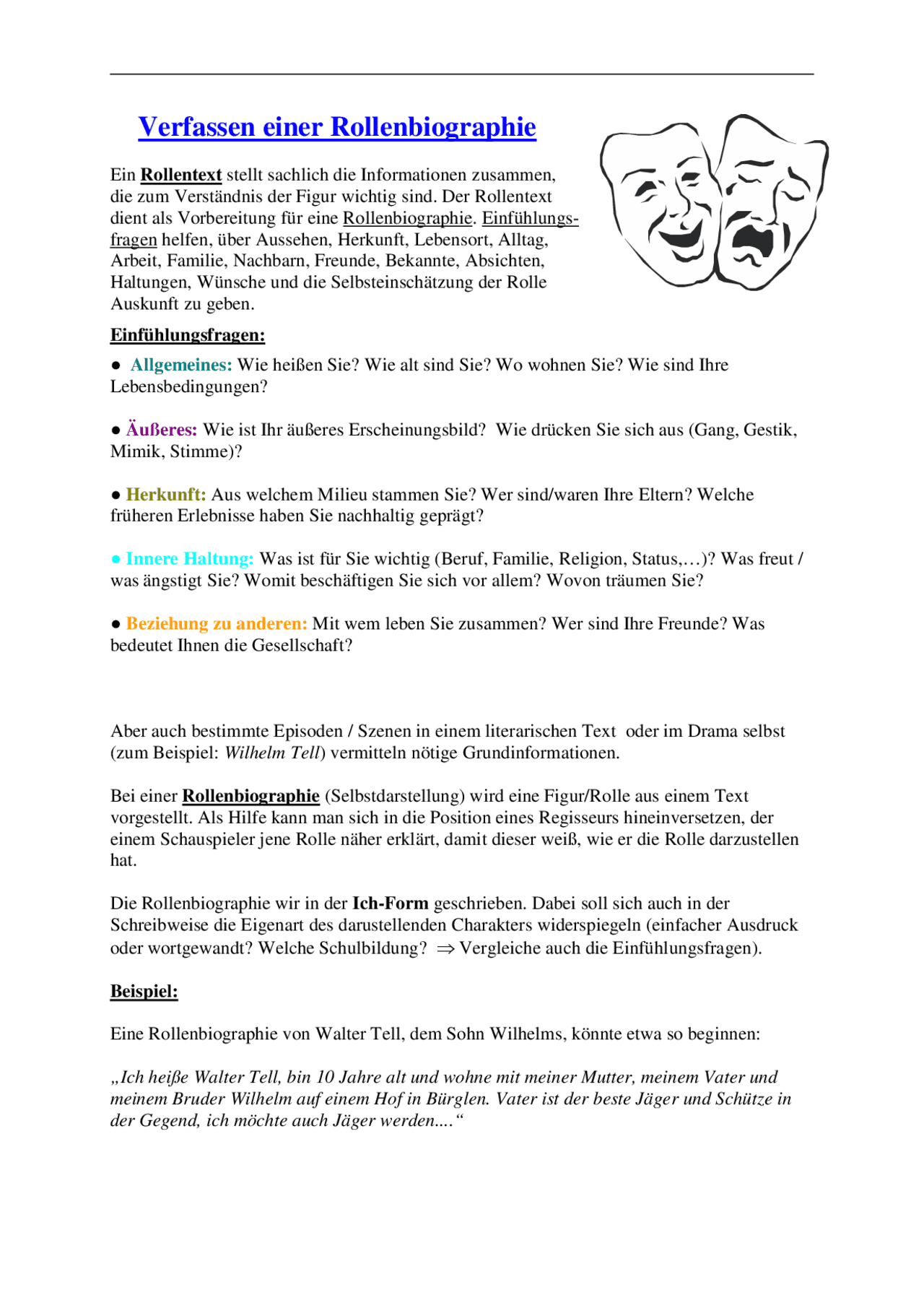 Verfassen einer Rollenbiographie - Docsity