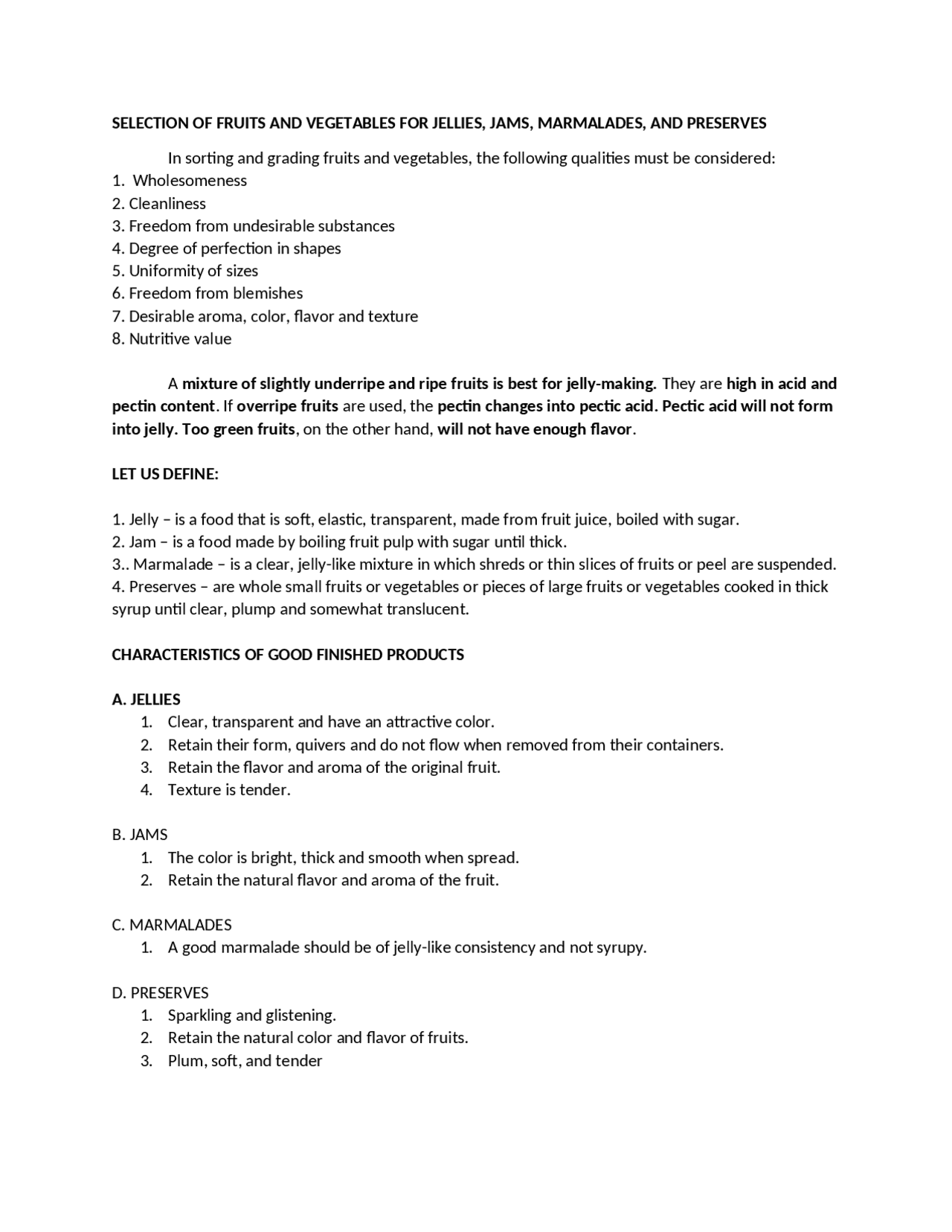 FOOD PROCESSING GRADE 10 Docsity