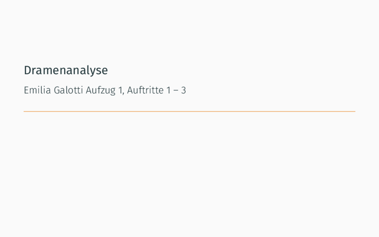 Szenenanalyse Emilia Galotti 1 Aufzug 1 Auftritt www.docsity.com