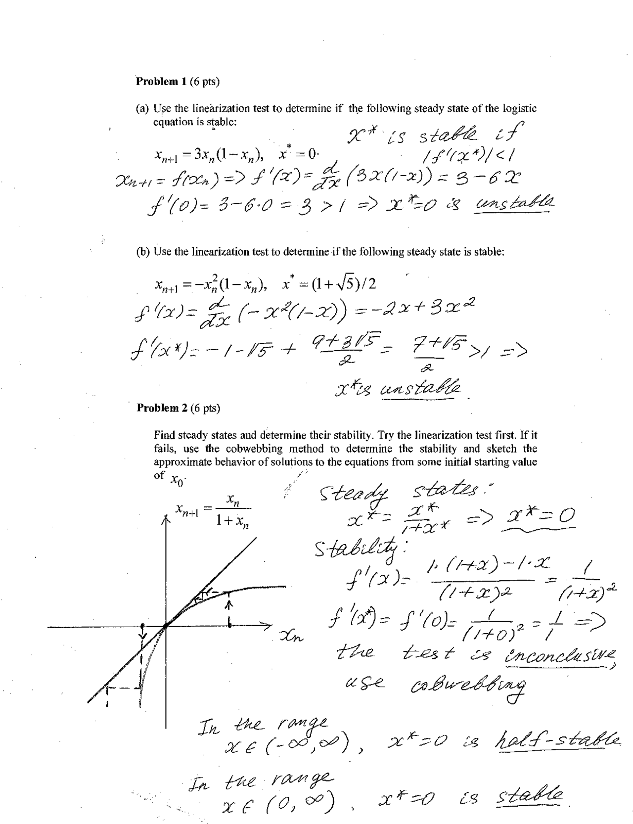 Mathematical biology hw1 - Docsity