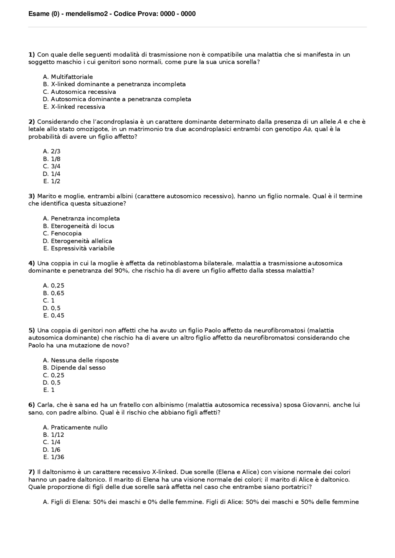 quiz-genetica-mendeliana-parte-2-esercizi-di-genetica-docsity