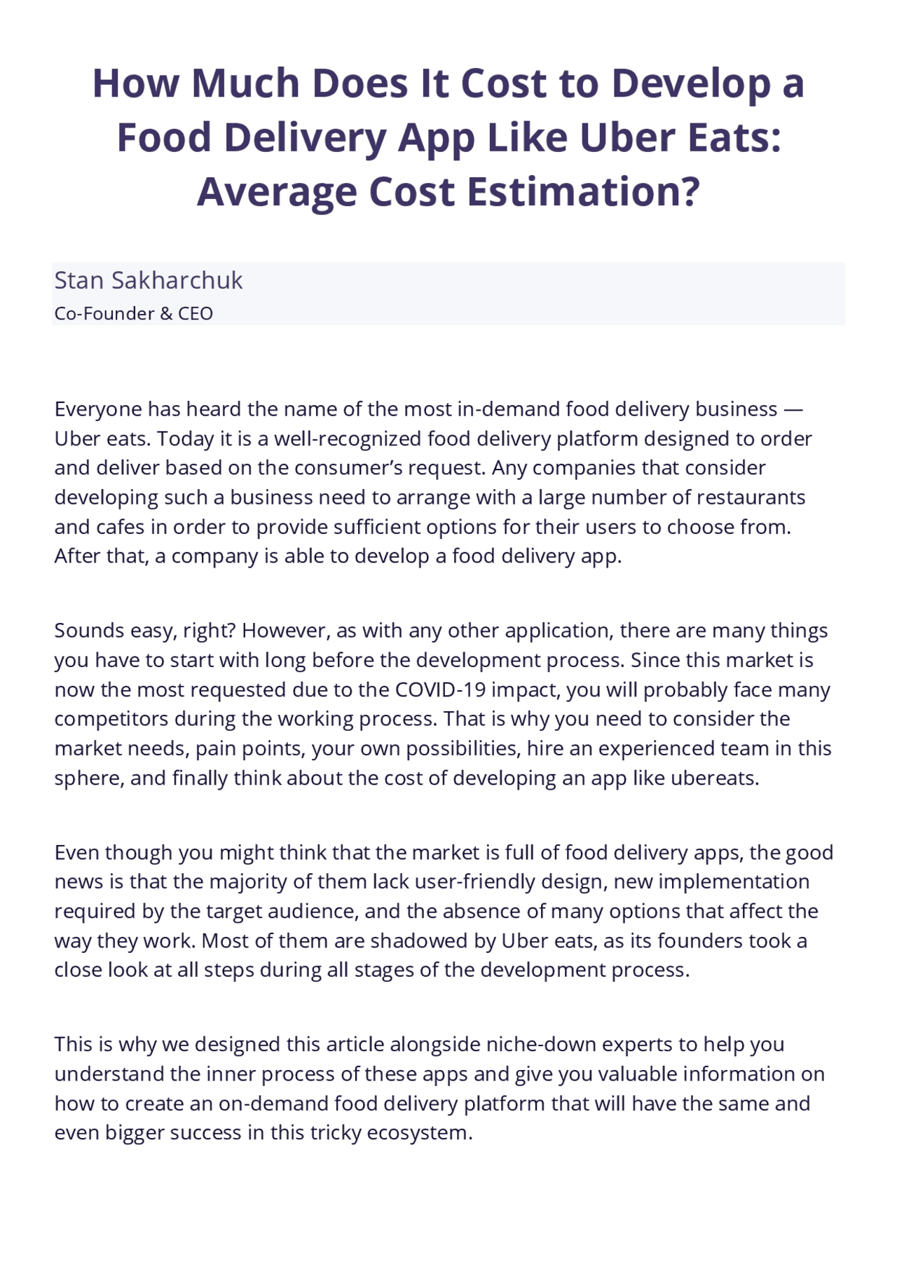 How Much Does It Cost to Develop a Food Delivery App Like Uber Eats ...
