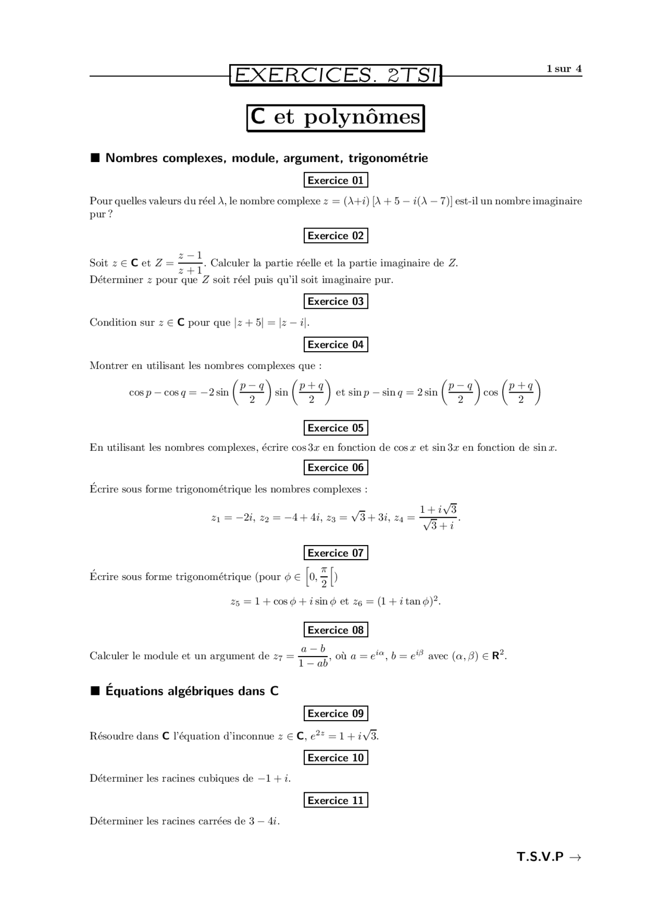 Polynome Exo7 Best exercice Polynôme - Docsity