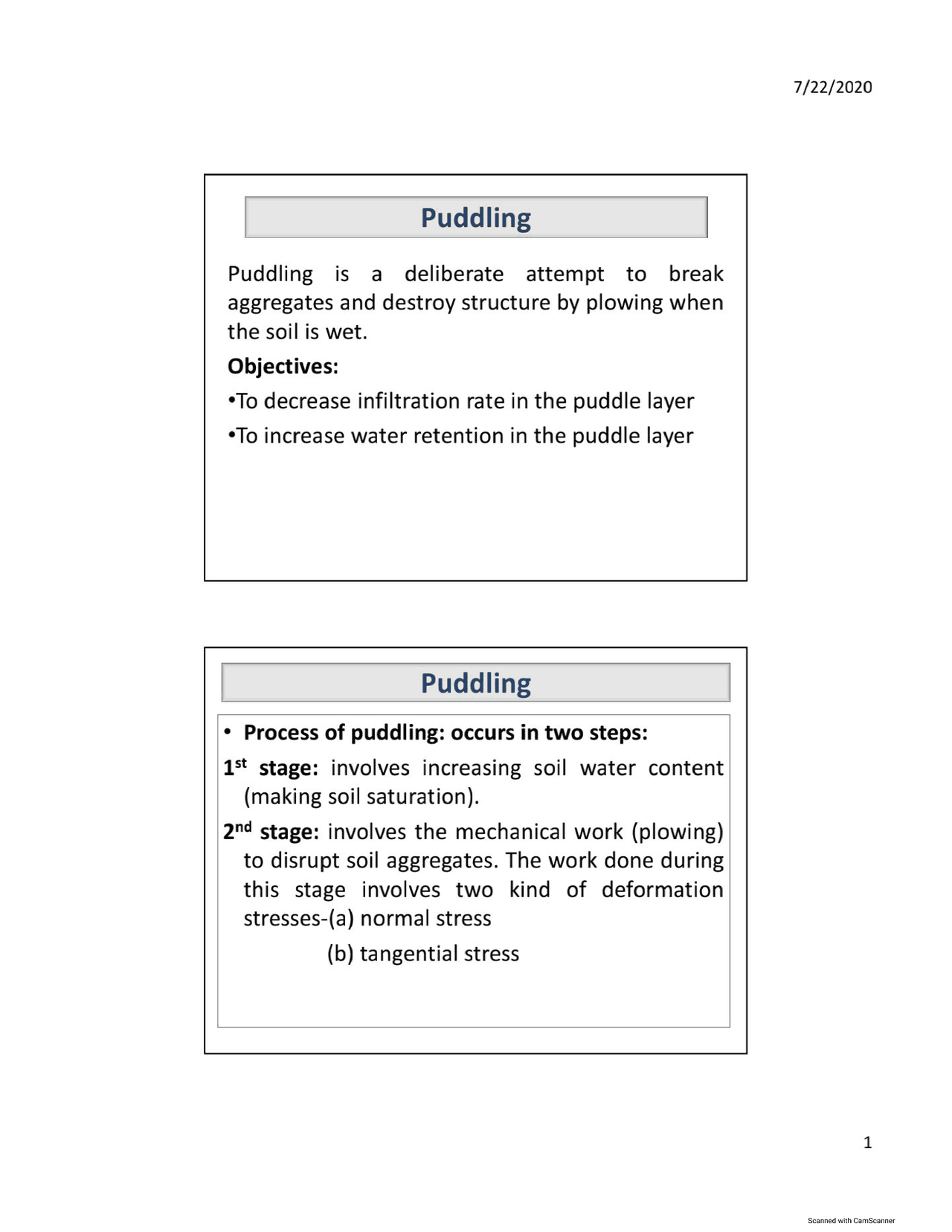 Puddling of soil science Assignments Agronomy Docsity