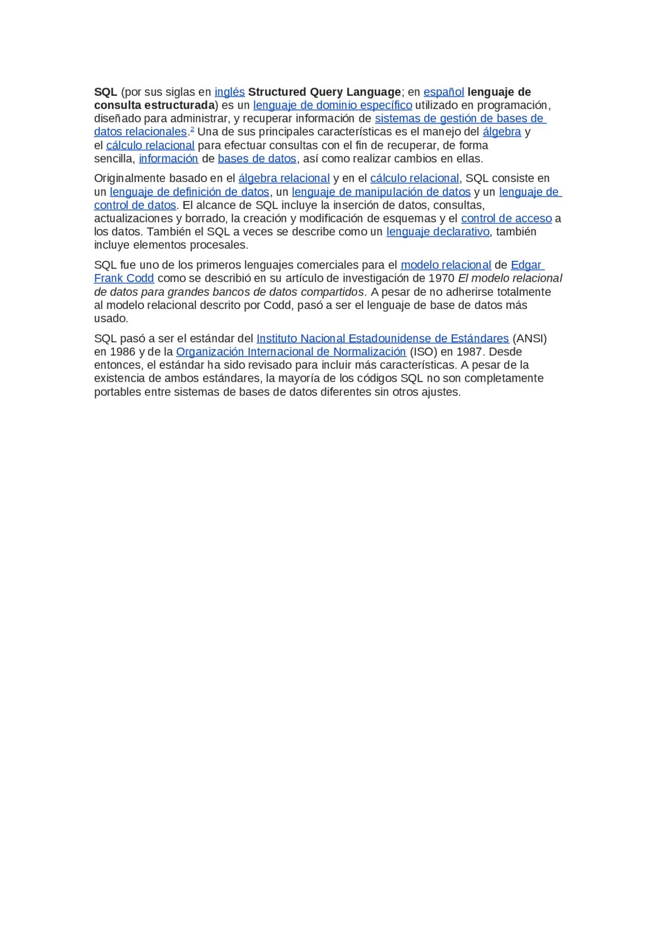 SQL RESUMEN PRACTICO - Docsity