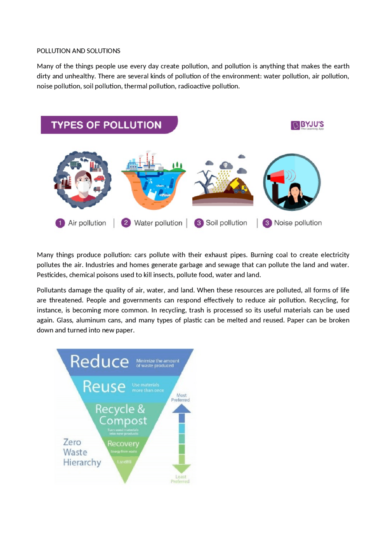 Solution Polution Pollution and Solutions - Docsity