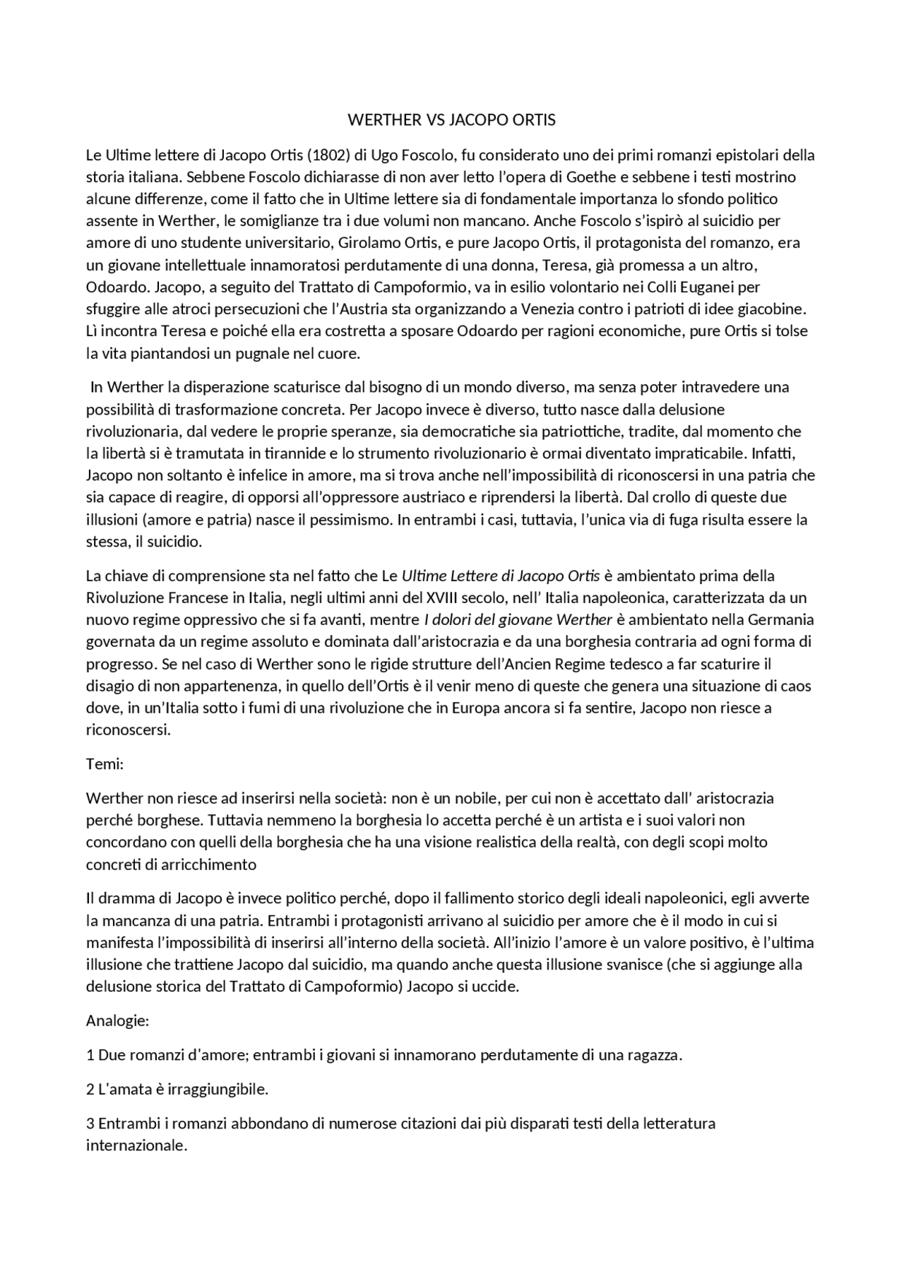 I dolori del giovane Werther, trama e analisi Docsity I dolori del giovane Werther, trama e analisi Docsity
