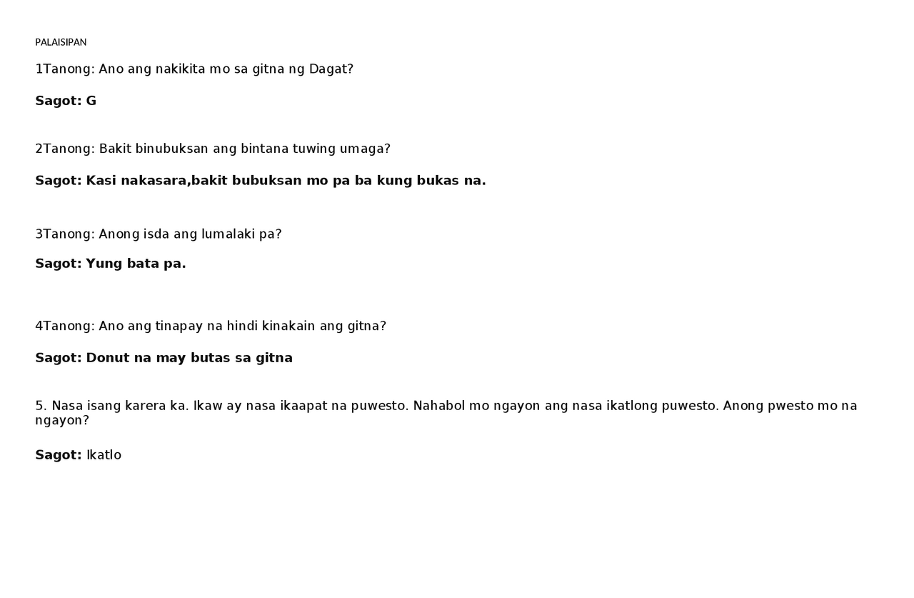 Palaisipan MGA PALAISIPAN - Docsity