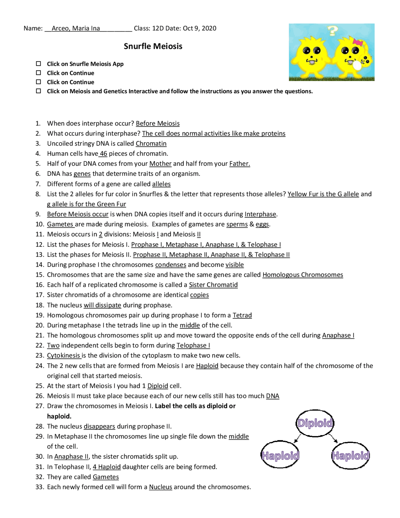 Biology Exercises and Assignments - Docsity