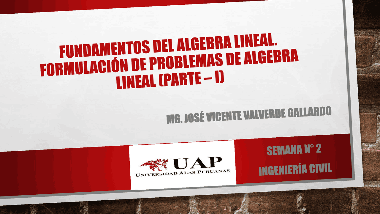 Fundamentos de algebra lineal | Diapositivas de Investigación de