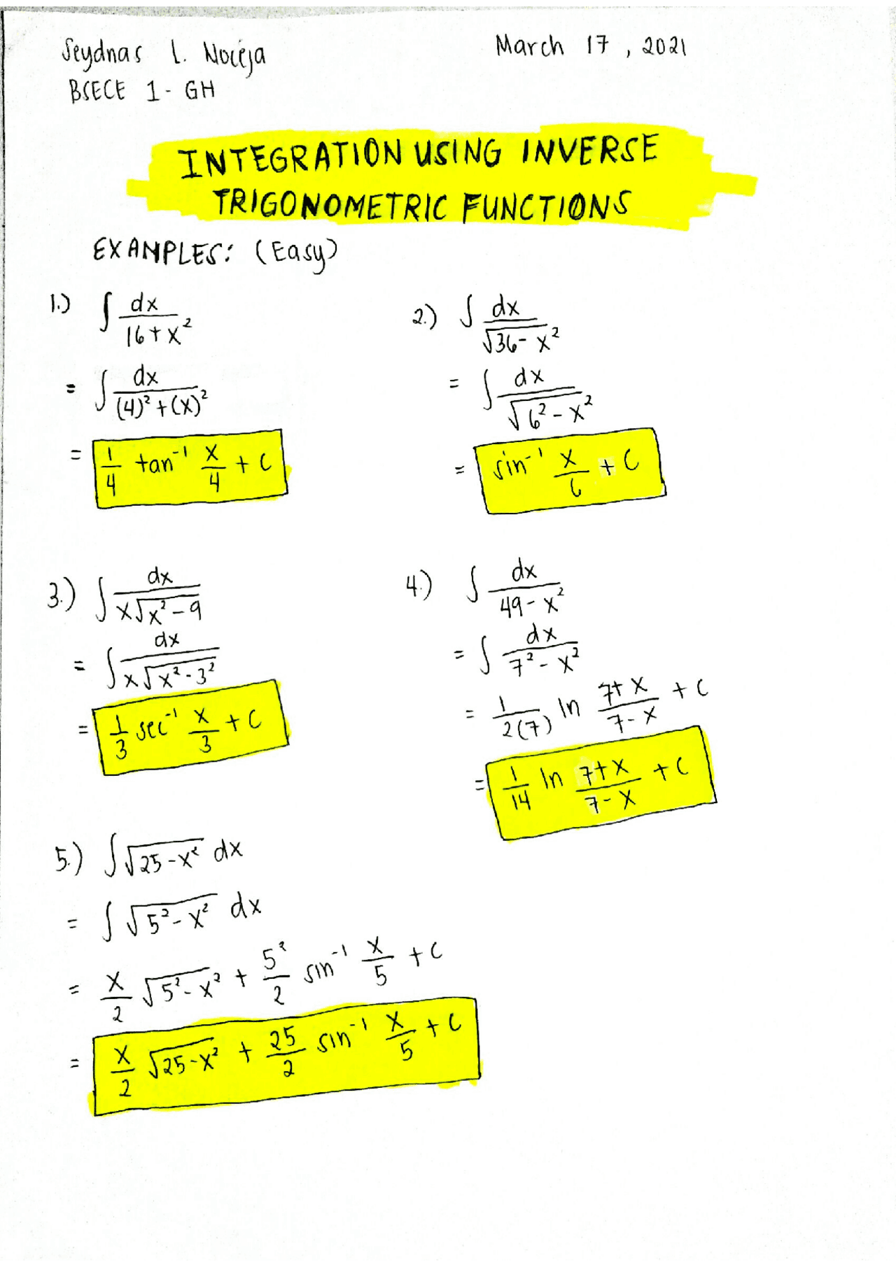 Calculus Answer Examplea Calculus answers and solutions - Docsity