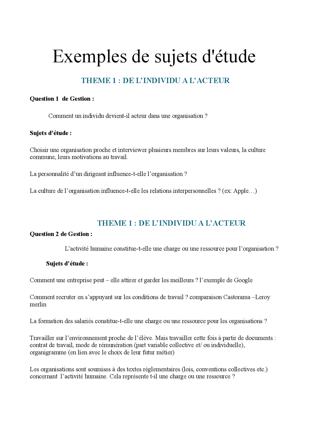Question De Gestion Terminale Stmg Exemple Exemples de sujets d'étude STMG | Lectures Sciences de l'Ingénieur (SI) |  Docsity