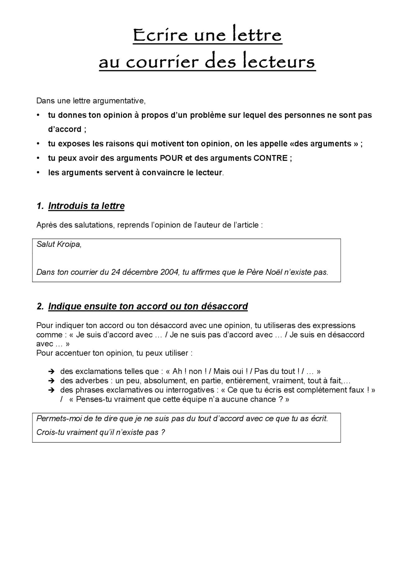 Ecrire une lettre au courrier des lecteurs Lectures Français Docsity