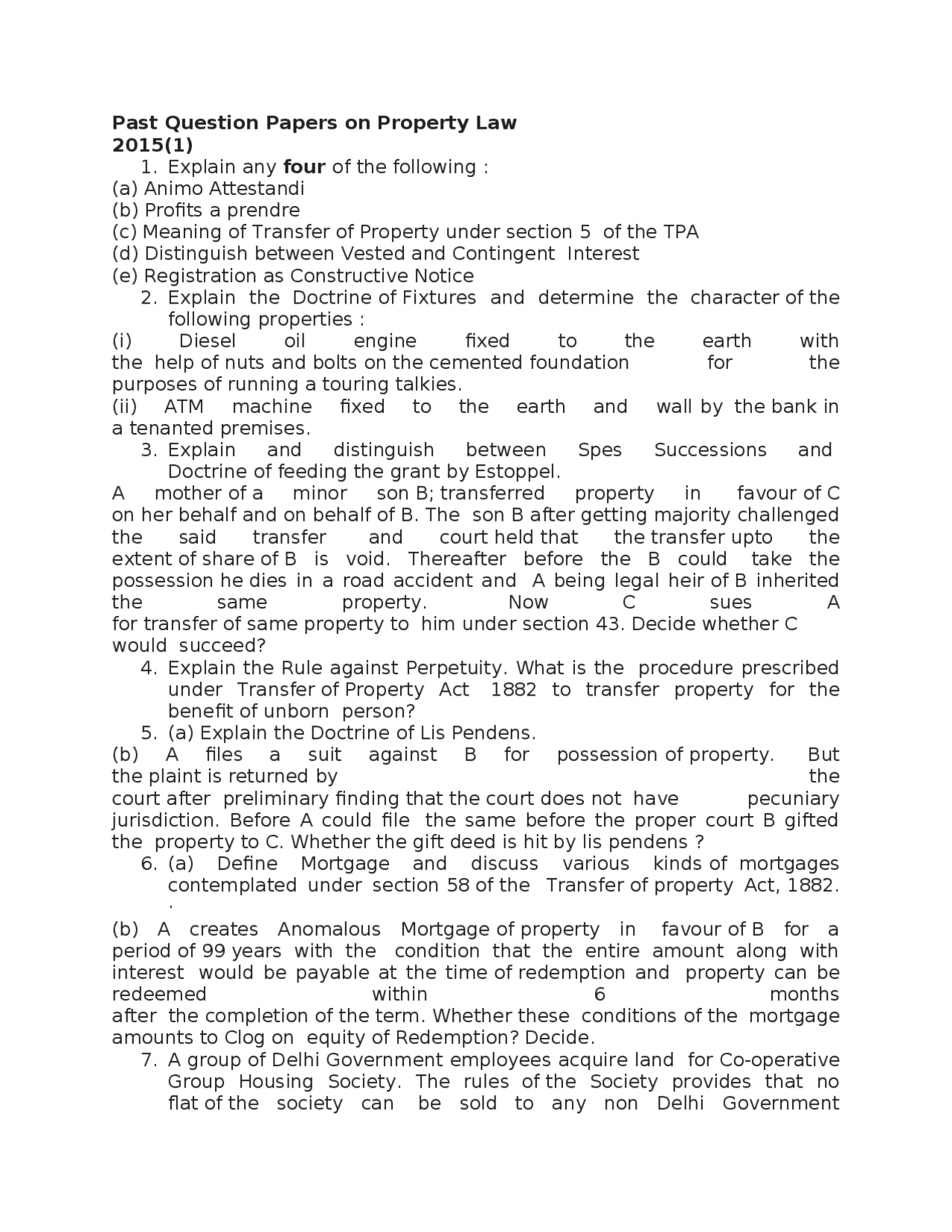 Property law questions Docsity