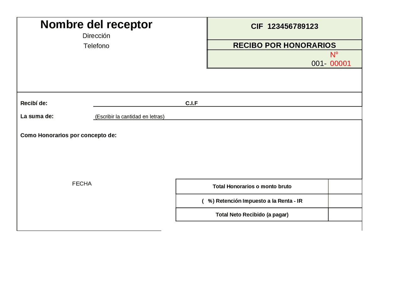 Modelo de recibo por honorarios Esquemas y mapas conceptuales de