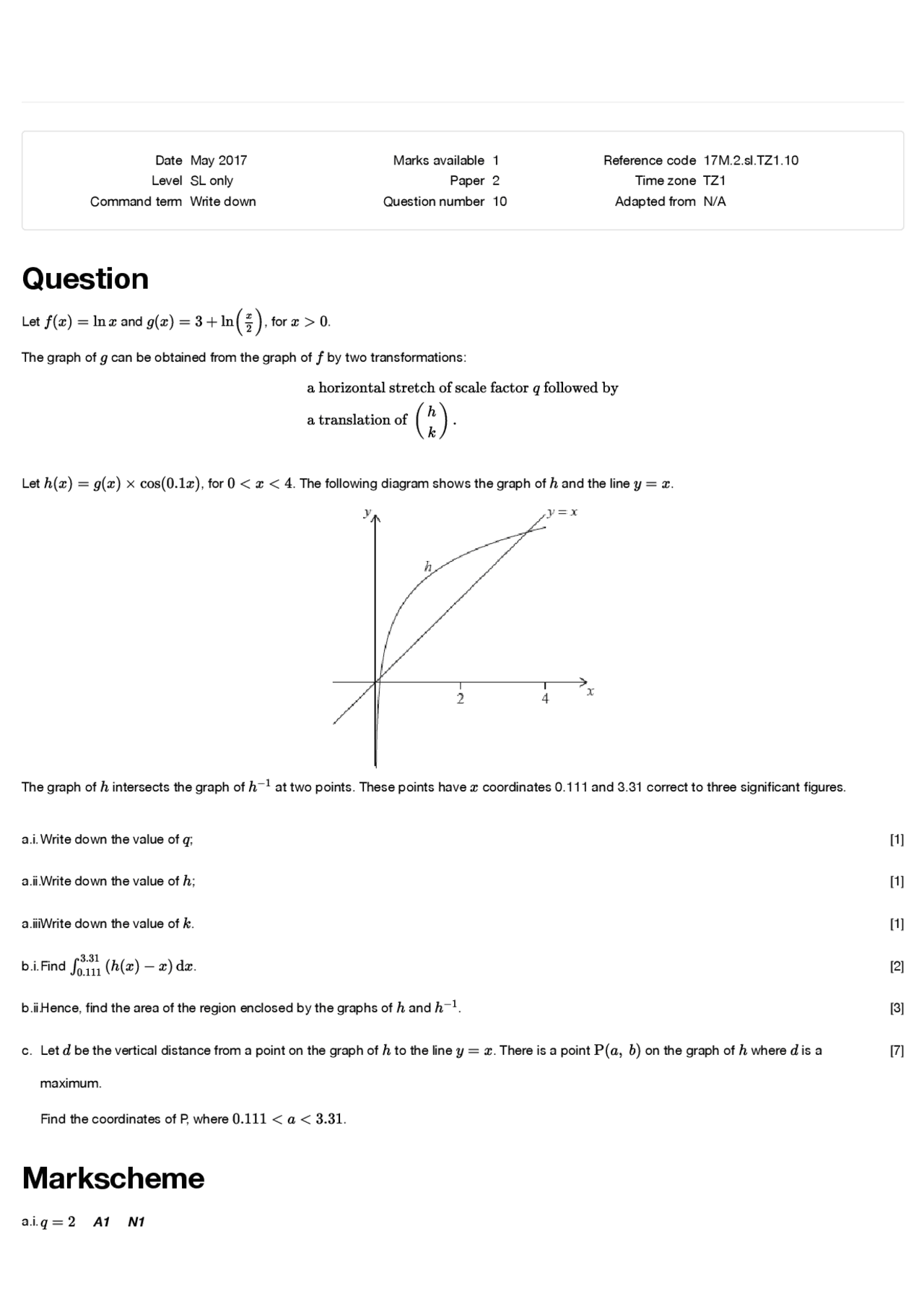 Ib math integration questions - Docsity