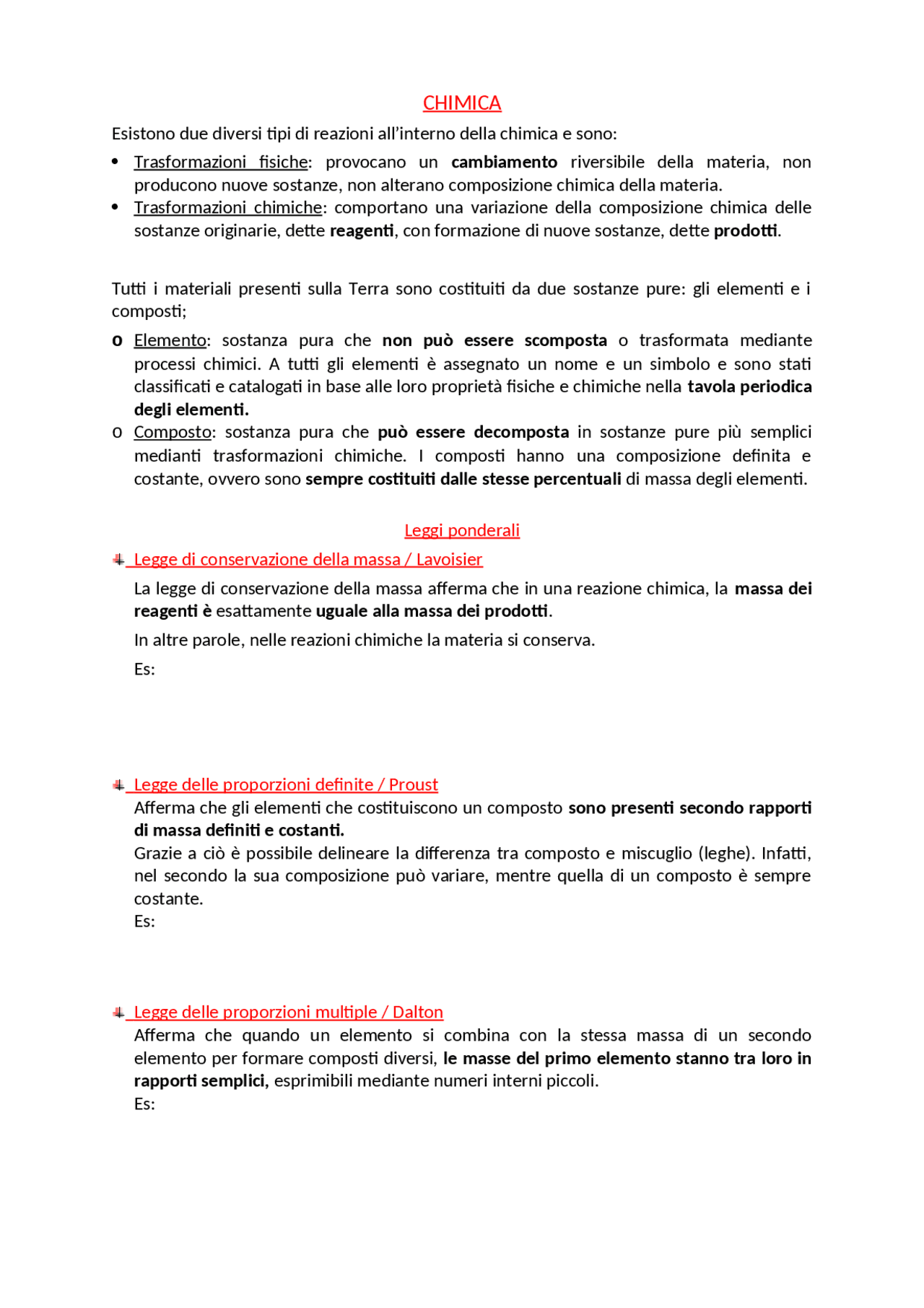 leggi ponderali esercizi svolti pdf