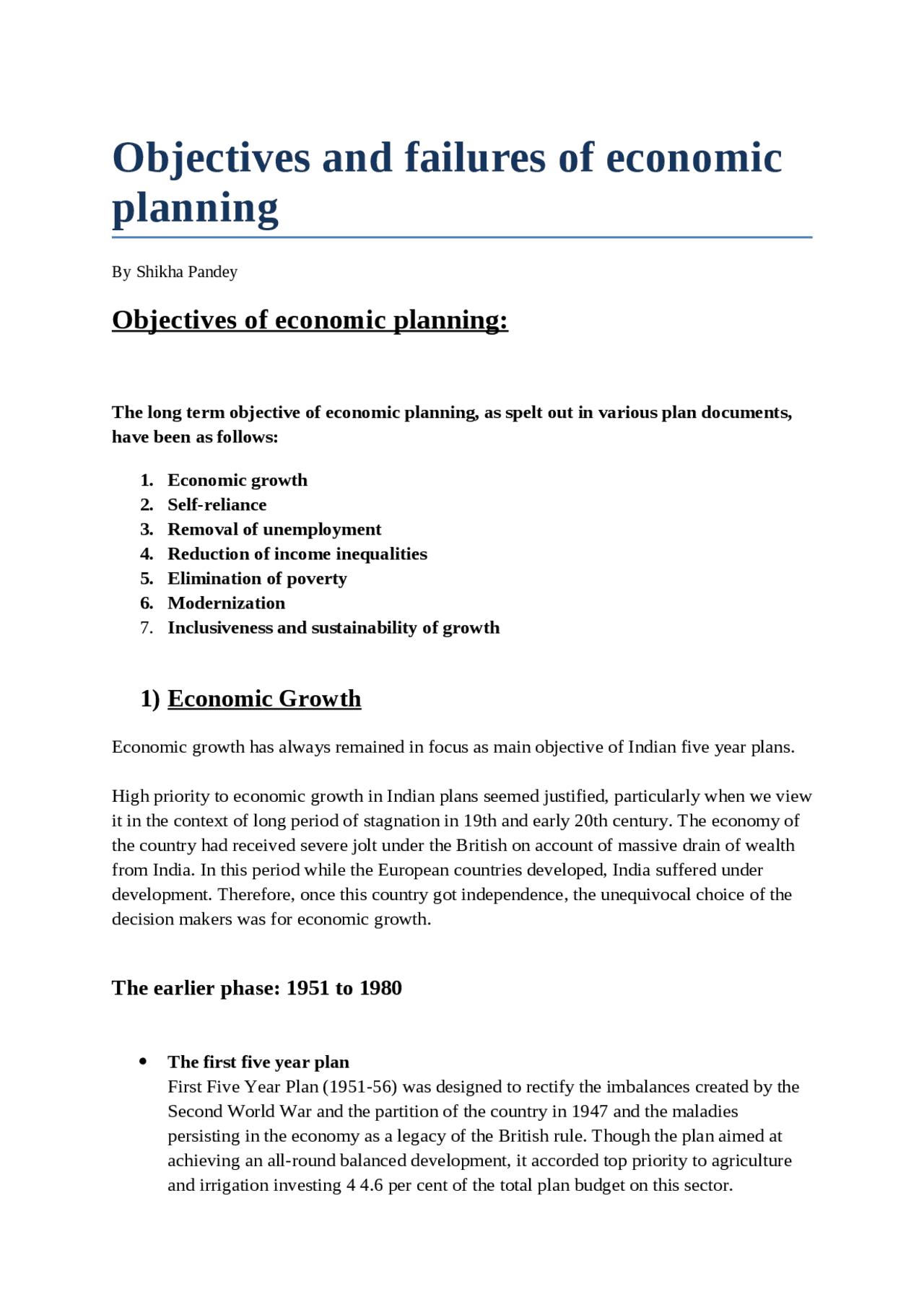 Fyp Objective Example Economics notes on FYP objectives - Docsity