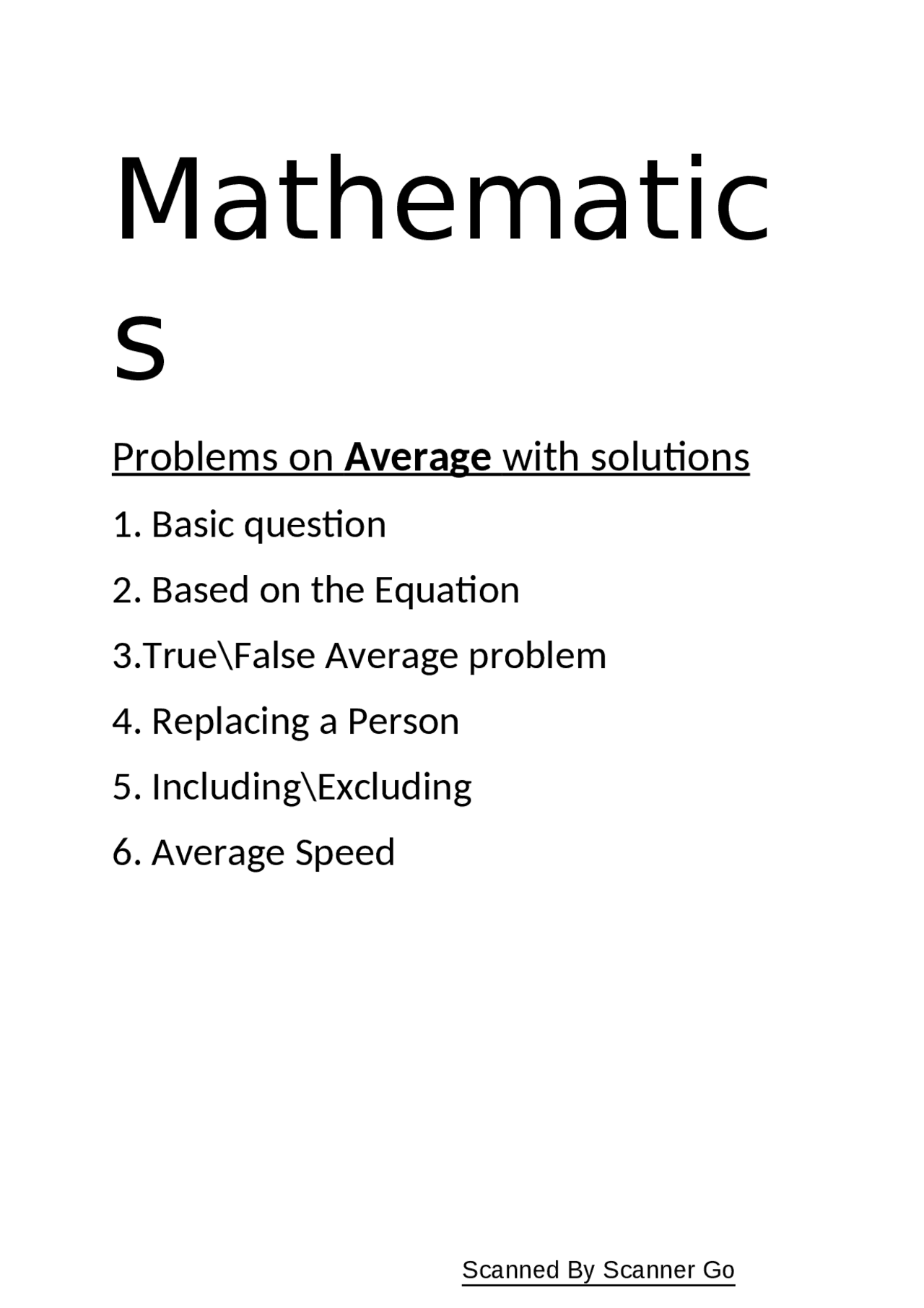 Average Math 55 Problem Problems on Average with solutions | Exercises Mathematics | Docsity