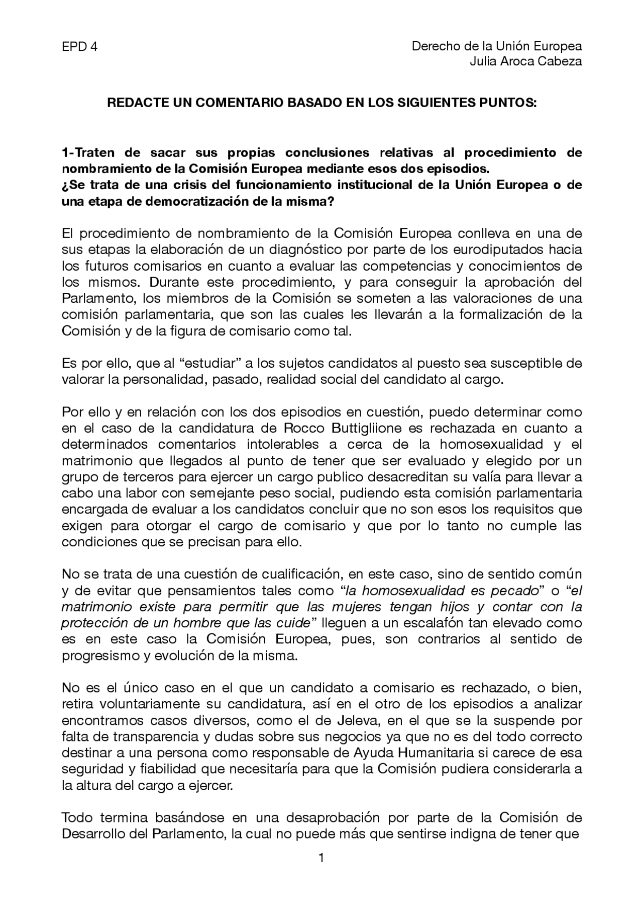 EPD 4 DERECHO DE LA Unión Europea - Docsity