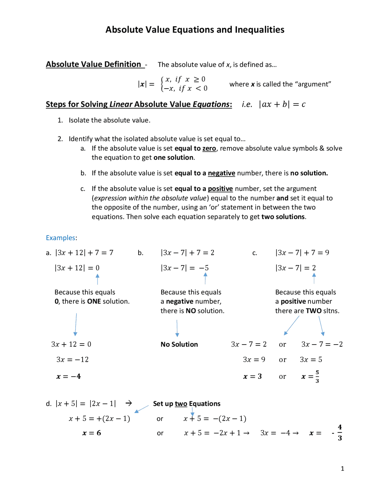 Absolute Value Notes - Docsity