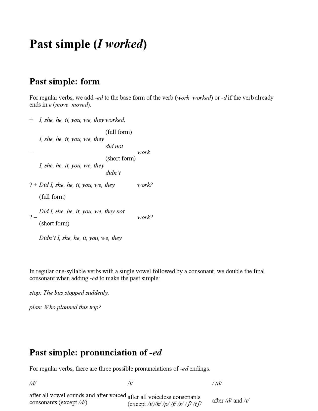 Past Simple Regole e applicazioni - Docsity