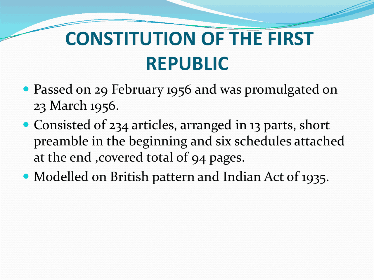 LECTURE NOTES ON CONSTITUTION OF 1956 - Docsity