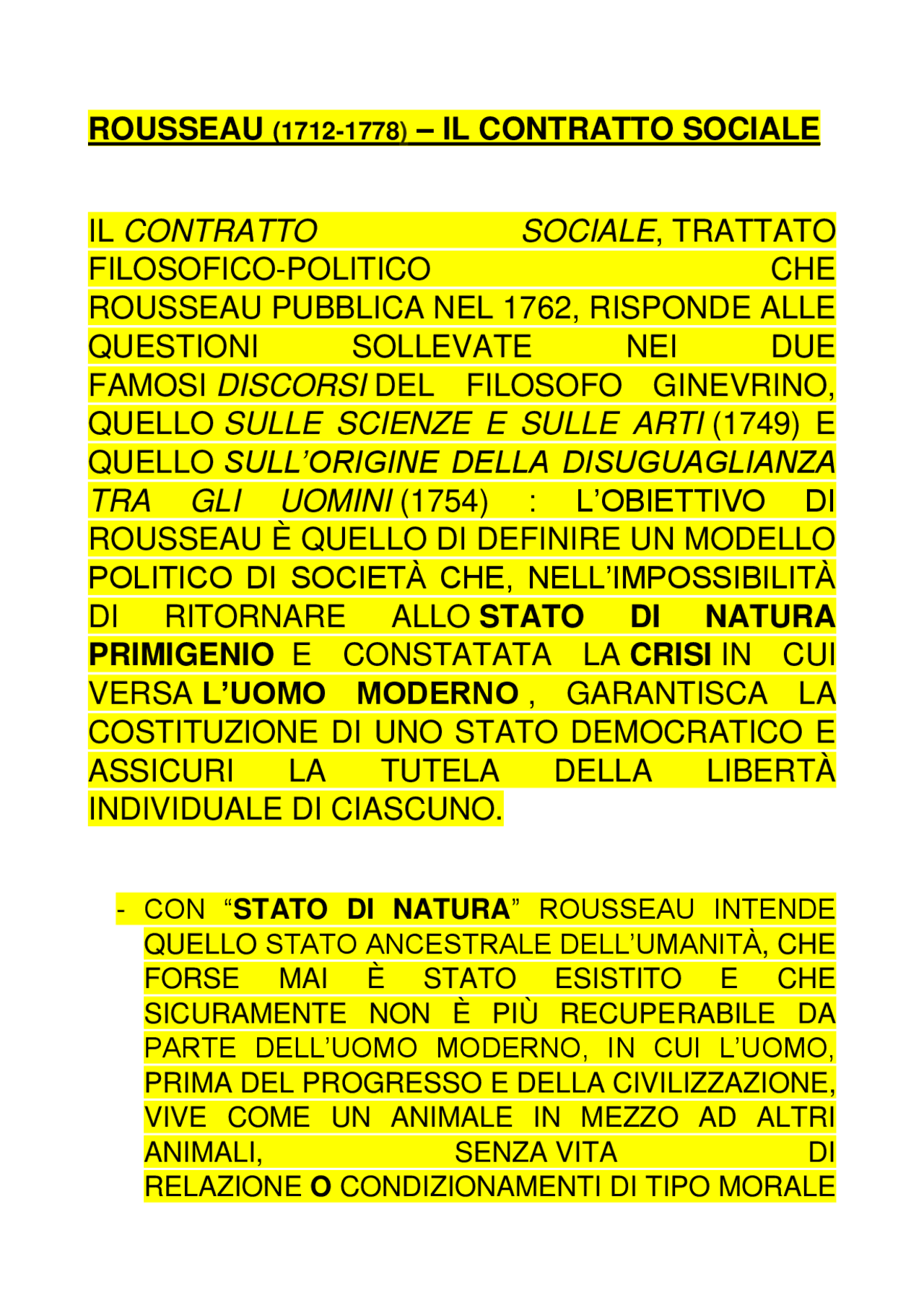 Il contratto sociale Docsity