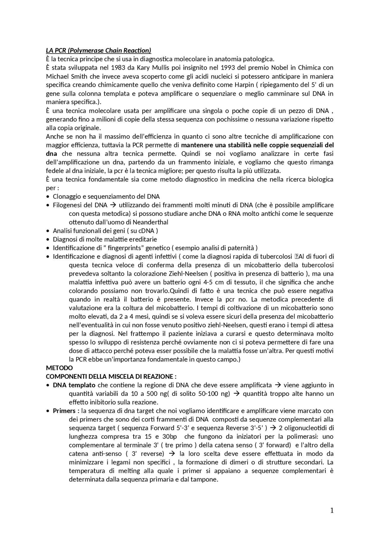 REAZIONE A CATENA DELLA POLIMERASI , suo funzionamento e applicazione