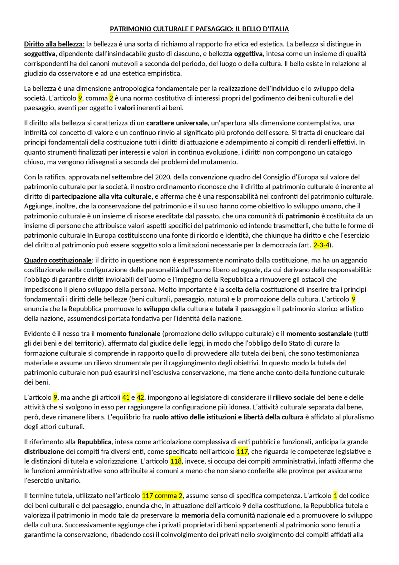 Diritto dei Beni culturali e del paesaggio Docsity Diritto dei Beni culturali e del paesaggio Docsity