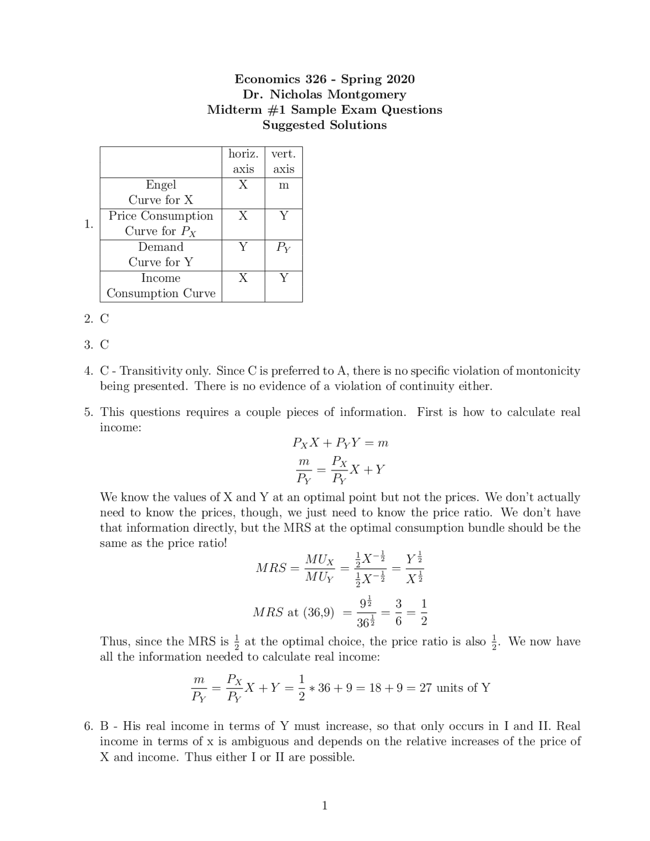 ECON 326 Sample Exam 1 - Docsity