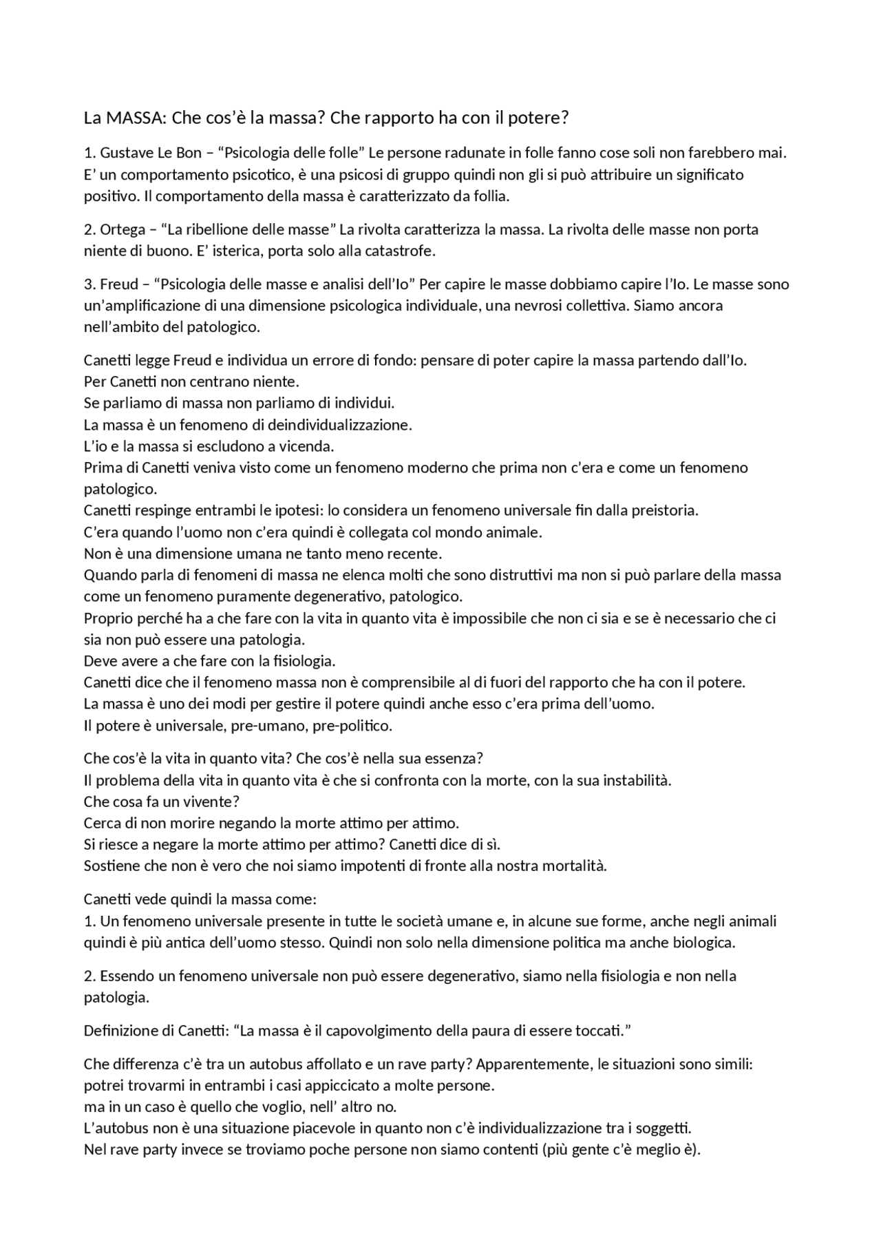 Appunti Massa e Potere Docsity