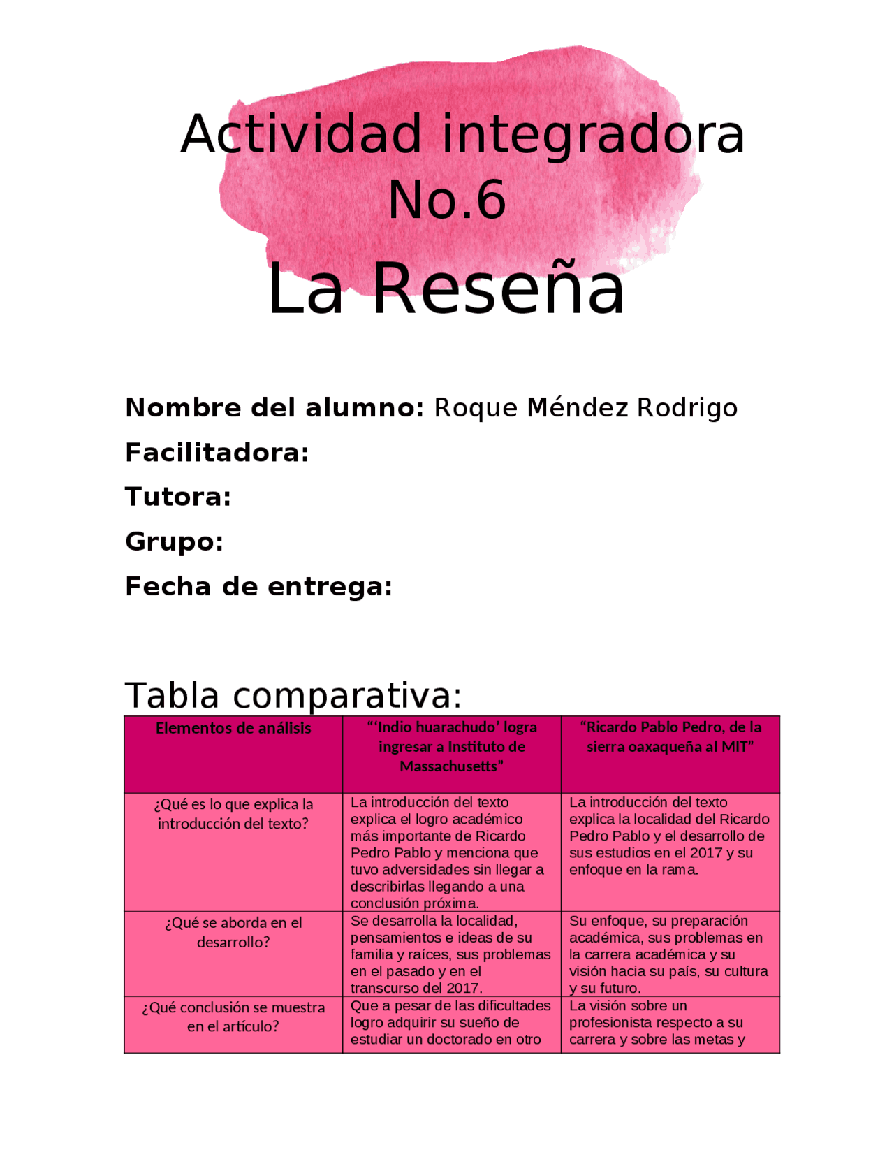 Actividad Integradora 6 Modulo 2 - Docsity