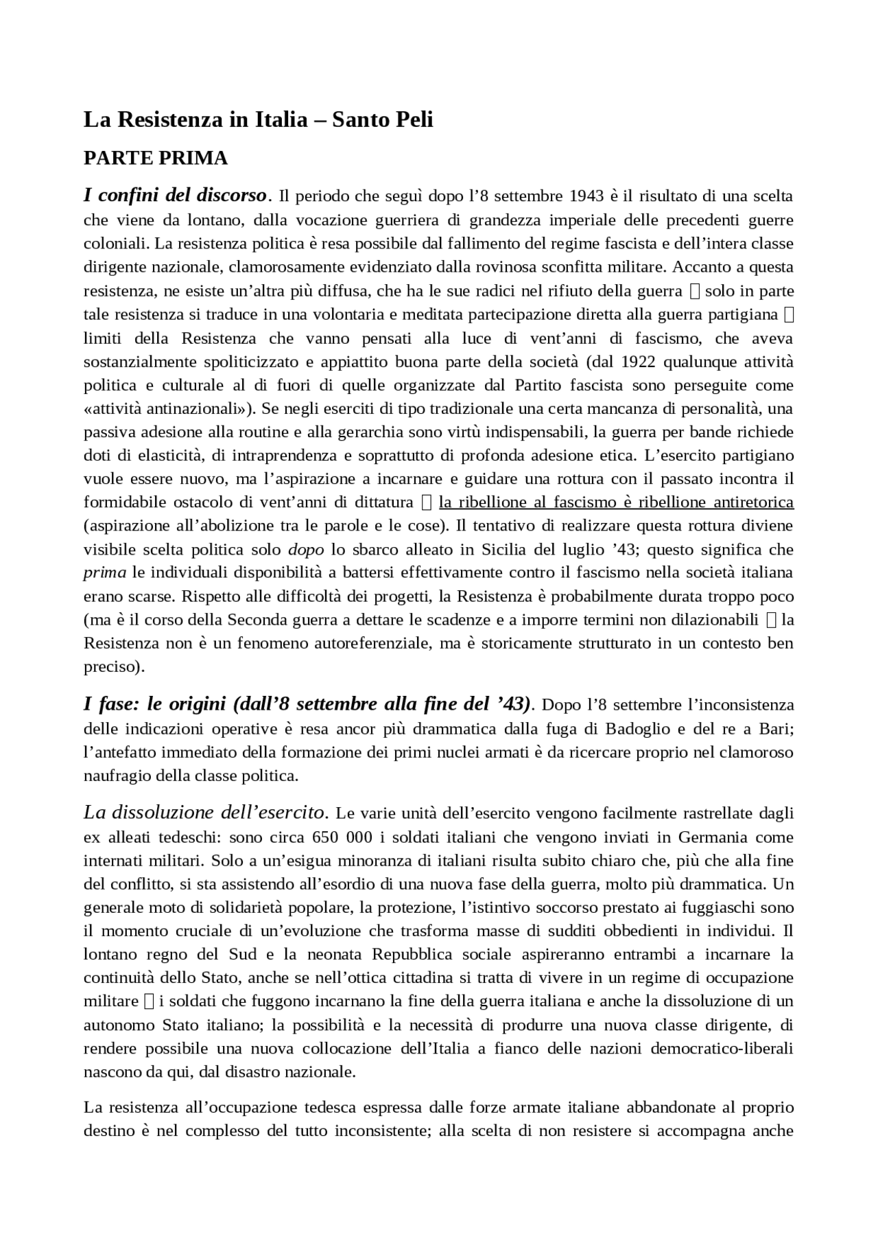 La Resistenza in Italia - Docsity